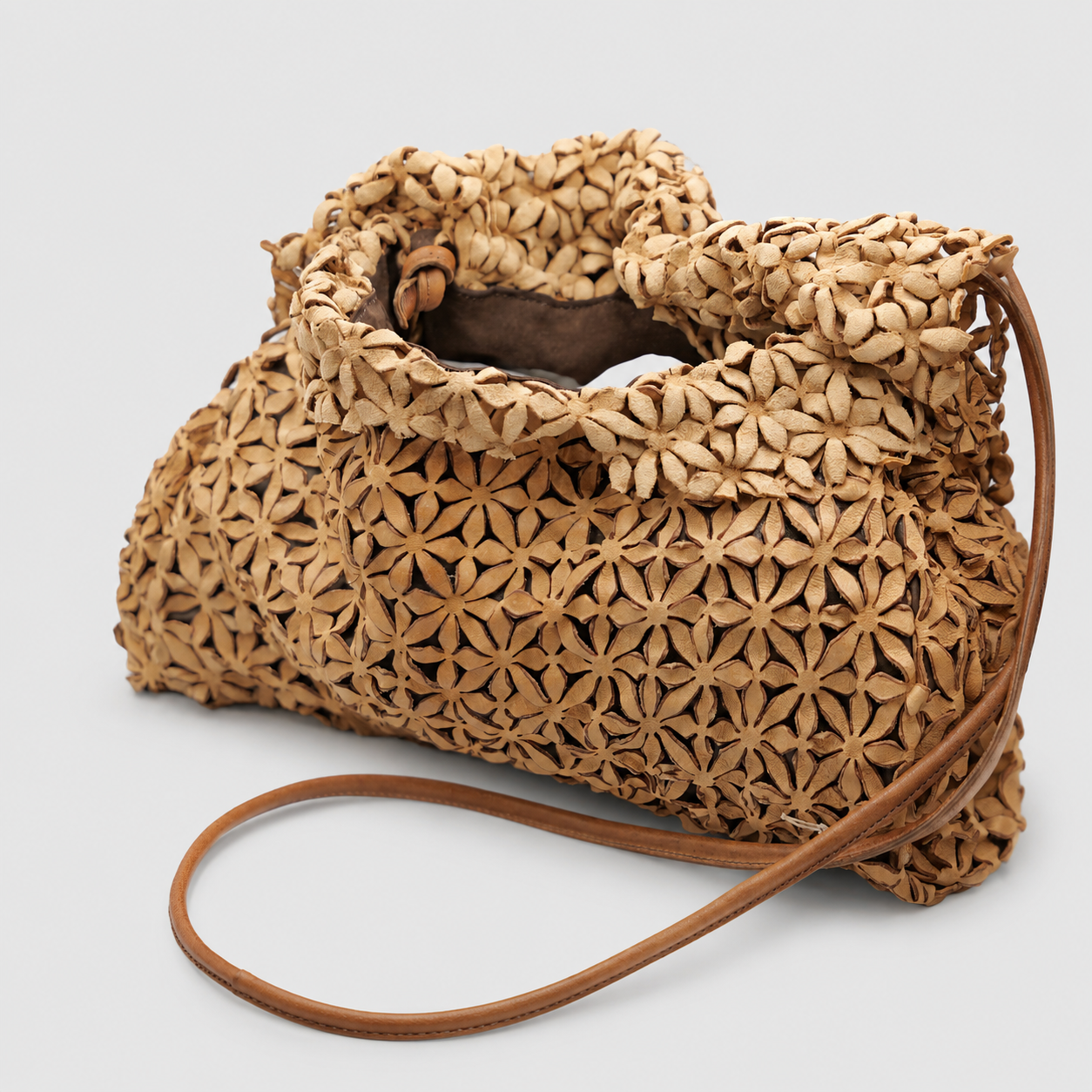 Soho Bags - Borsa Floreale in Pelle Beige