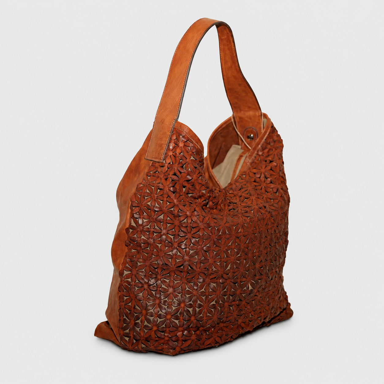 Soho Bags - Shopping Bag Intreccio Floreale in Pelle Cuo