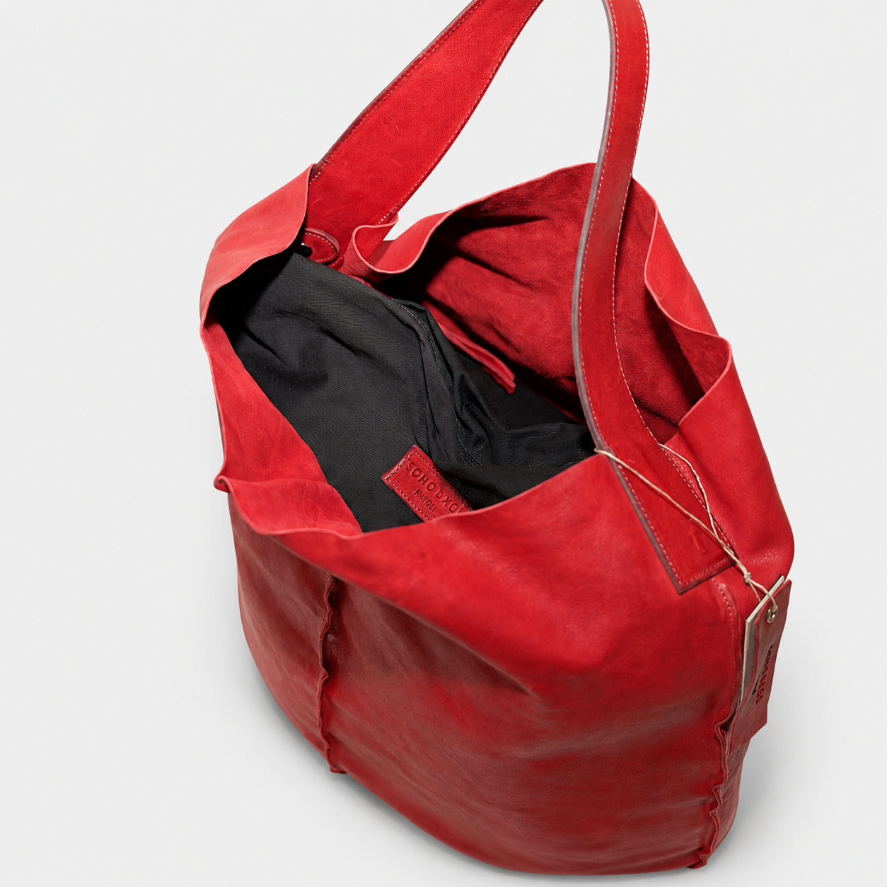 Soho Bags - Shopping Morbida in Pelle Rosso Ciliegio