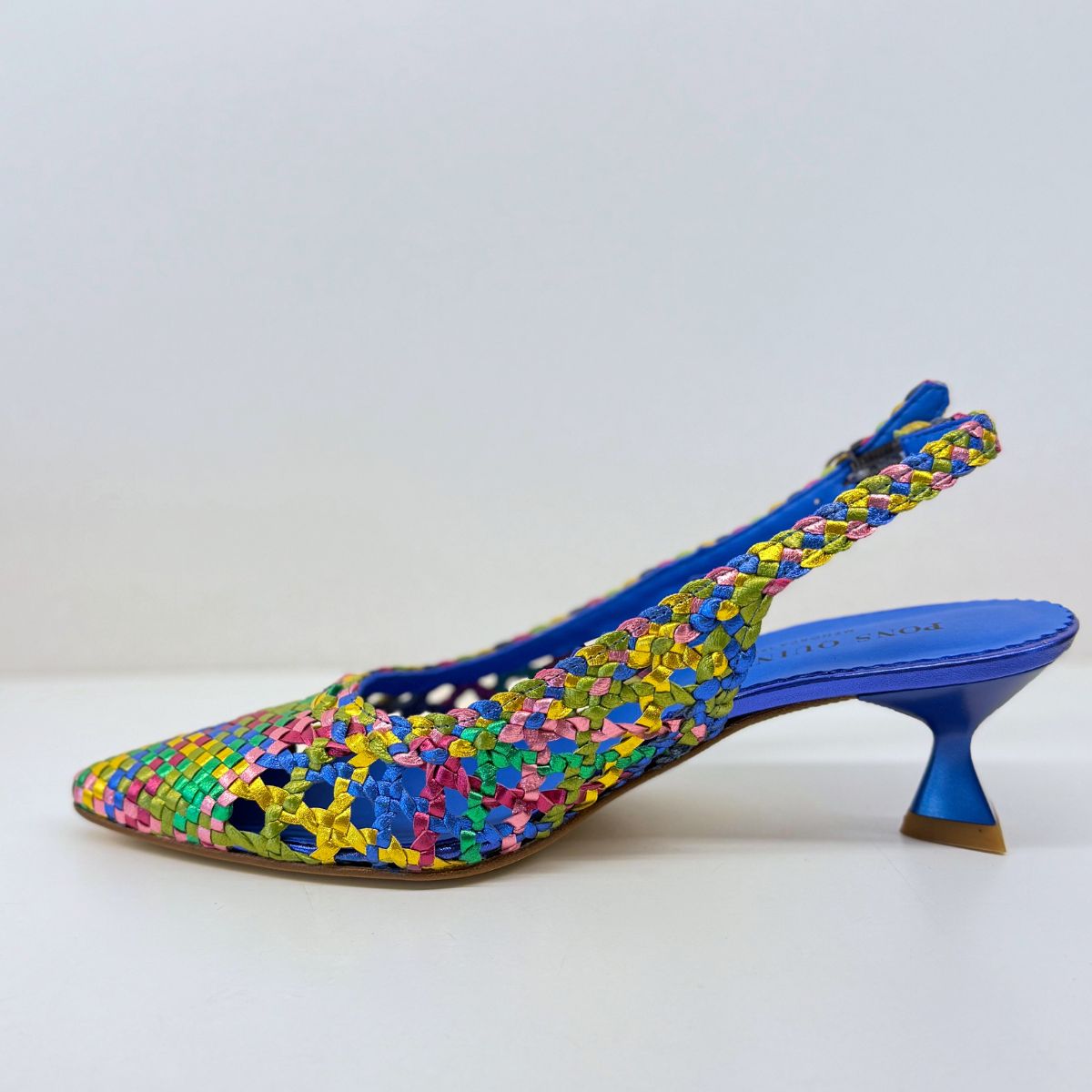 Pons Quintana - Slingback in pelle intrecciata con cinturino