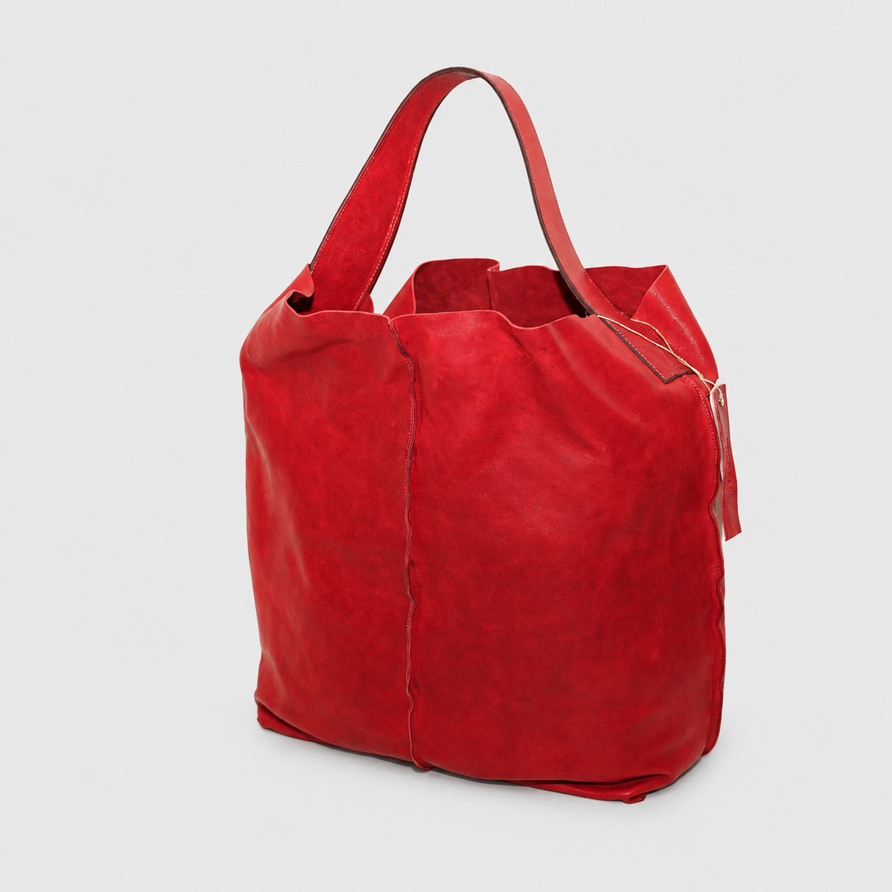 Soho Bags - Shopping Morbida in Pelle Rosso Ciliegio