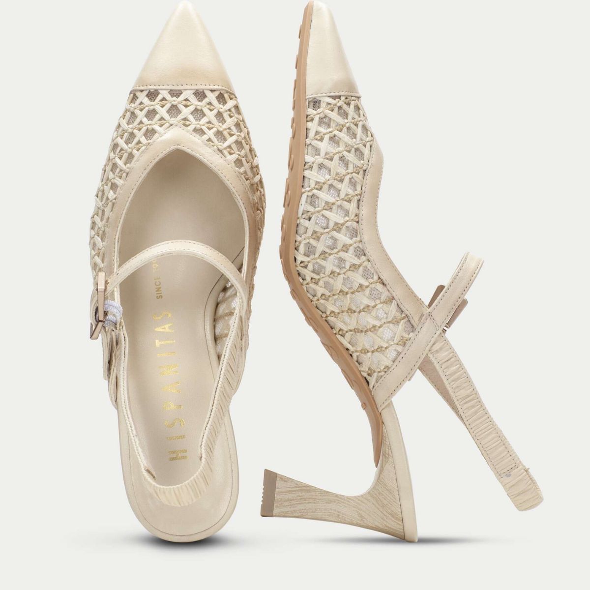 Hispanitas - Slingback in pelle e rafia con elastico