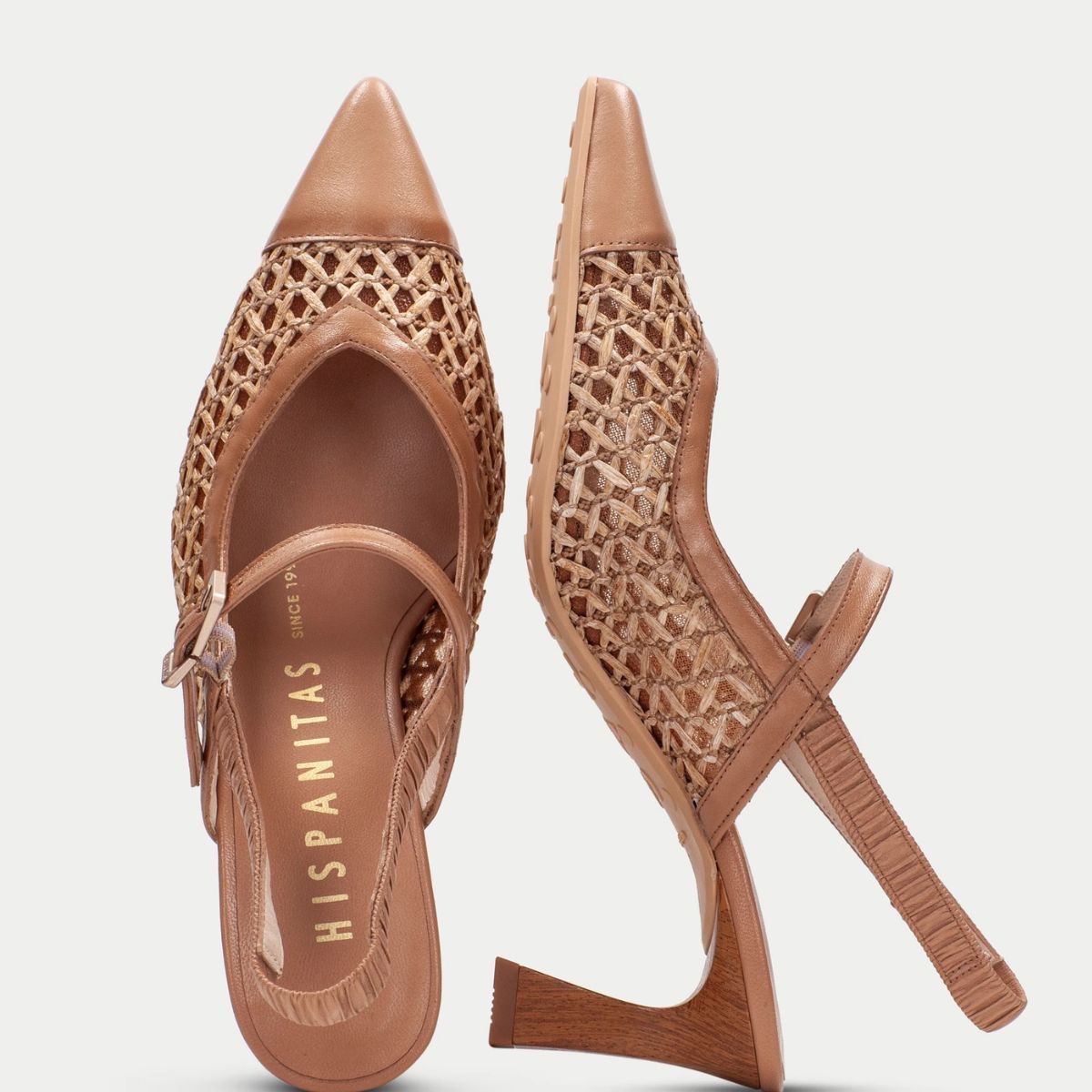 Hispanitas - Slingback in pelle e rafia con elastico