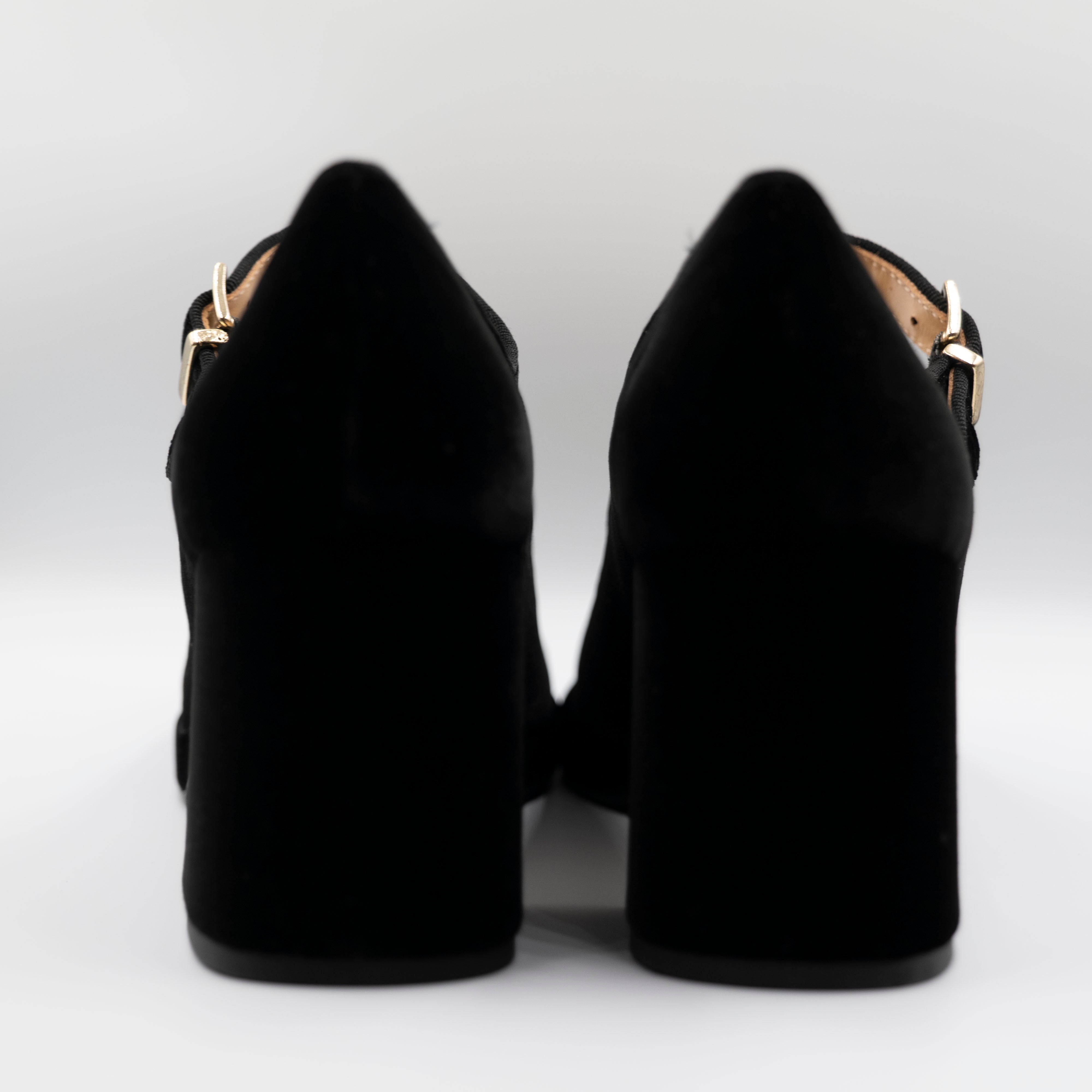 Fabio Rusconi - Décolleté in velluto con cinturino e plateau - Nero