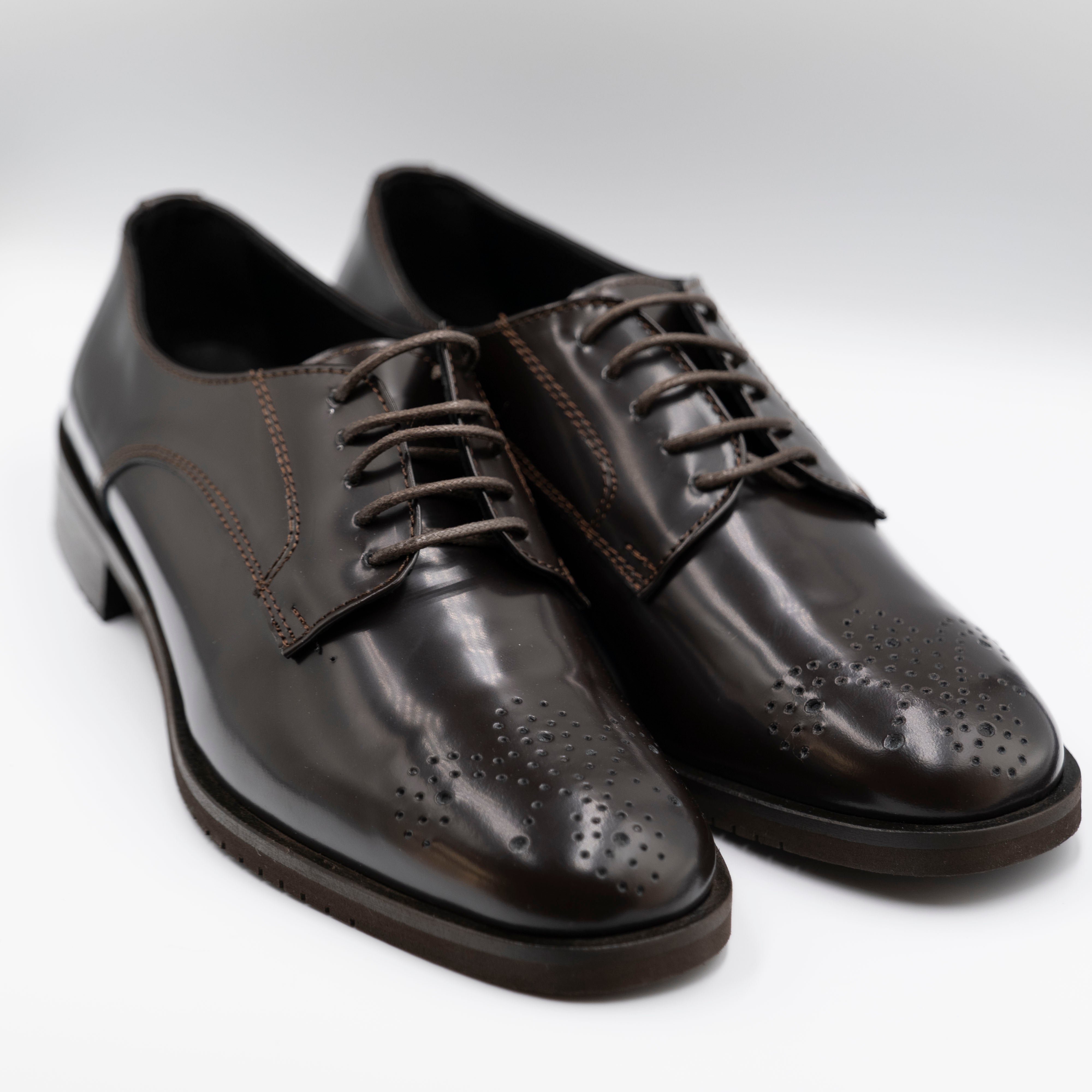 Illuminal - Mocassini in pelle abrasivata con lacci - Testa di moro