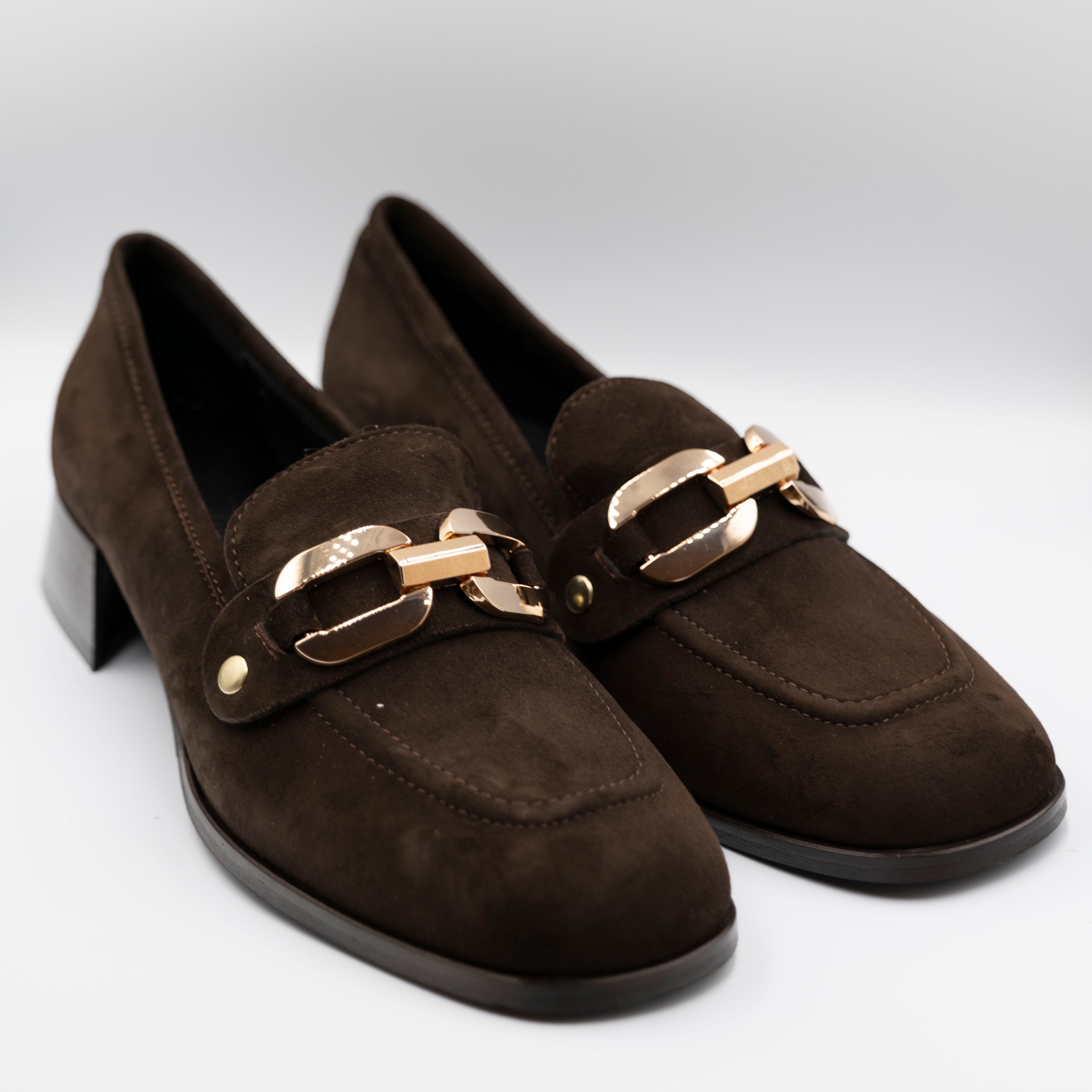 Illuminal - Mocassini in camoscio con accessorio - Testa di moro