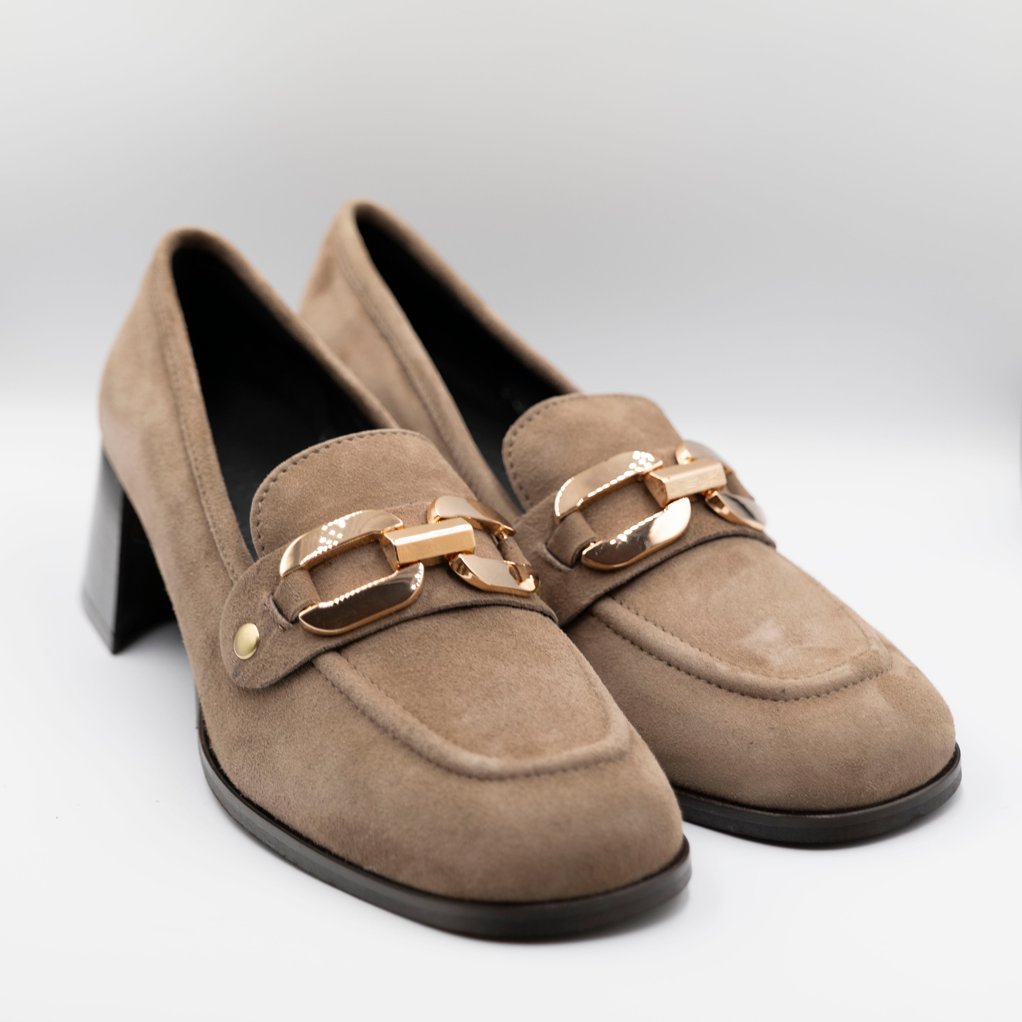 Illuminal - Mocassini in camoscio con accessorio -Taupe