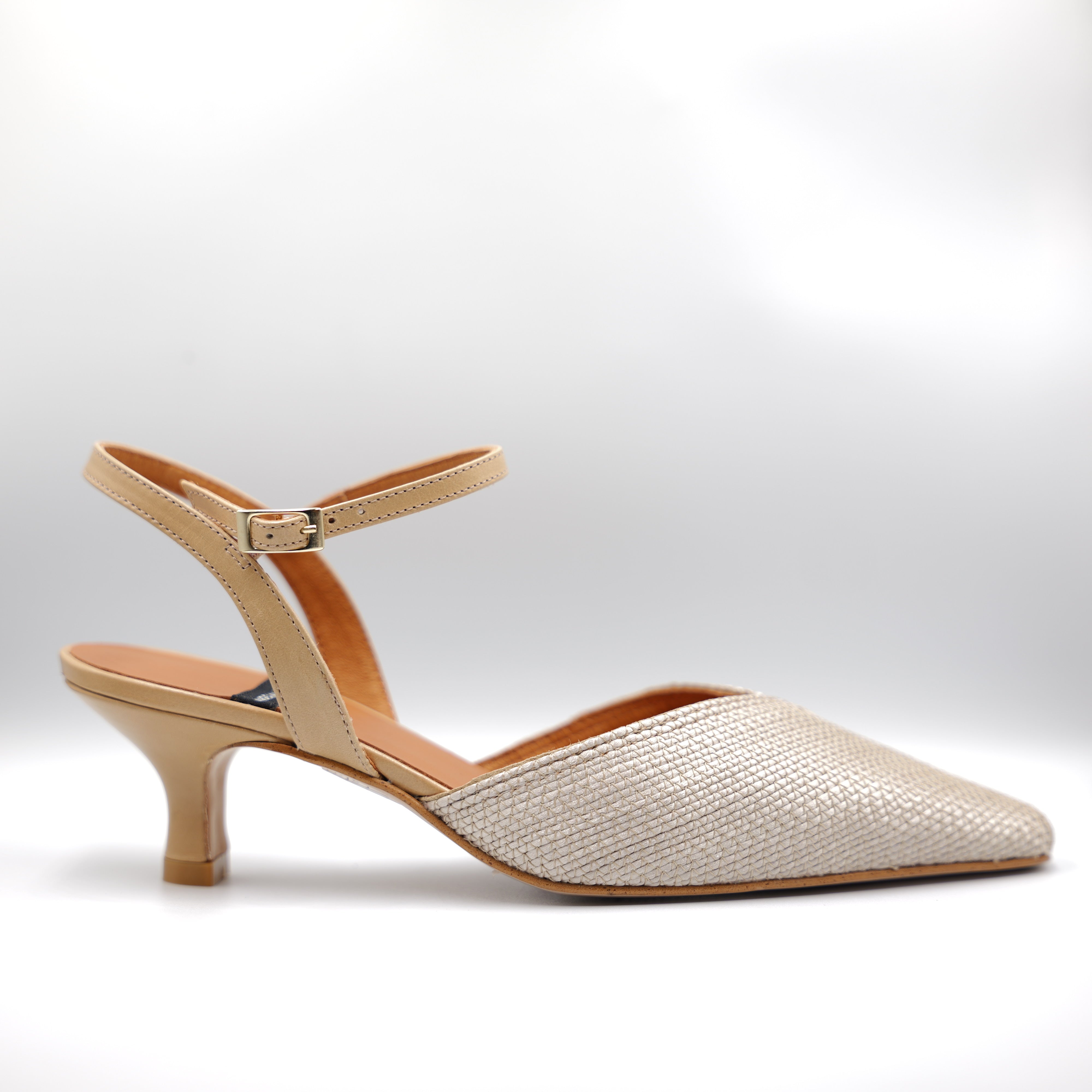 Angel Alarcon - Slingback in pelle e rafia con cinturino