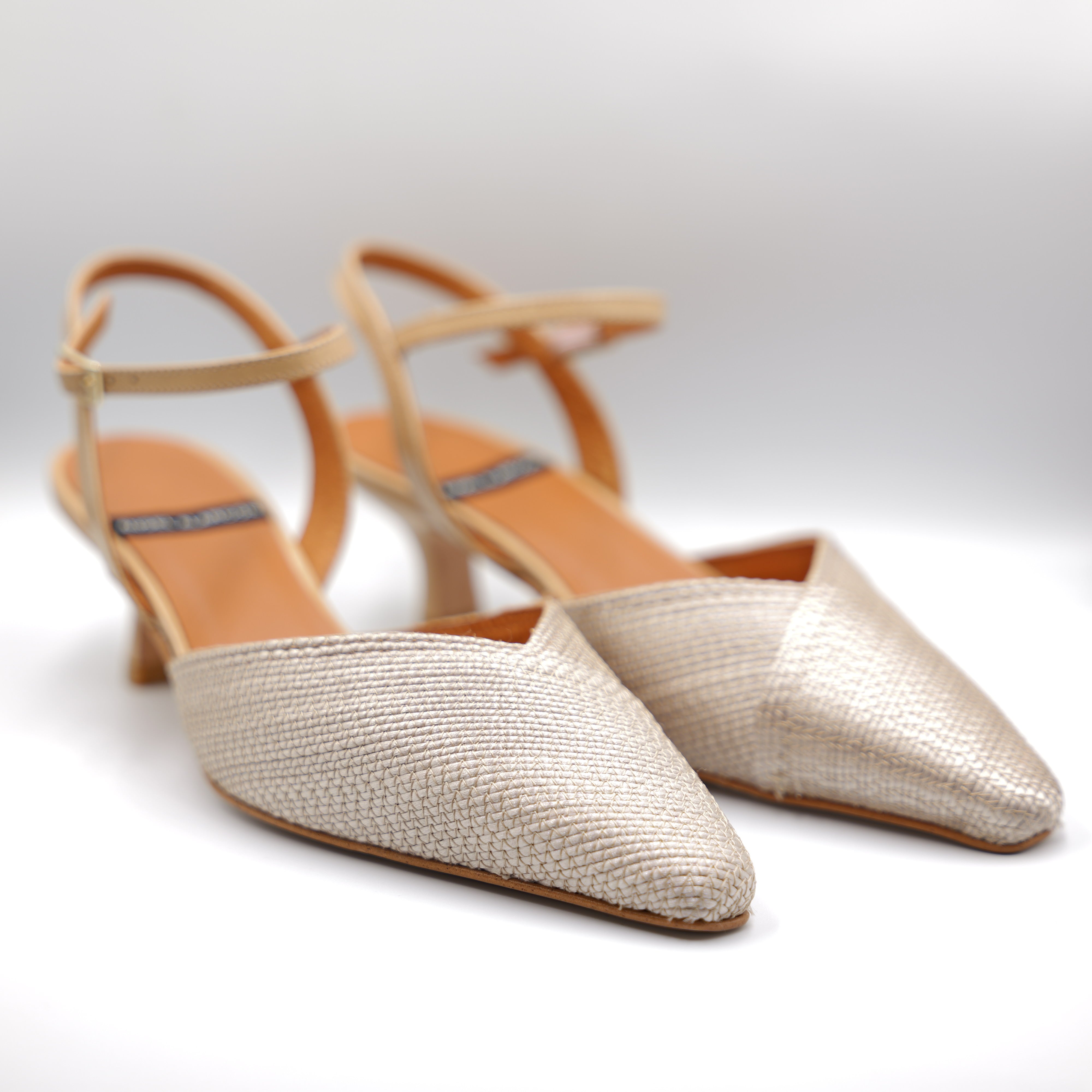 Angel Alarcon - Slingback in pelle e rafia con cinturino