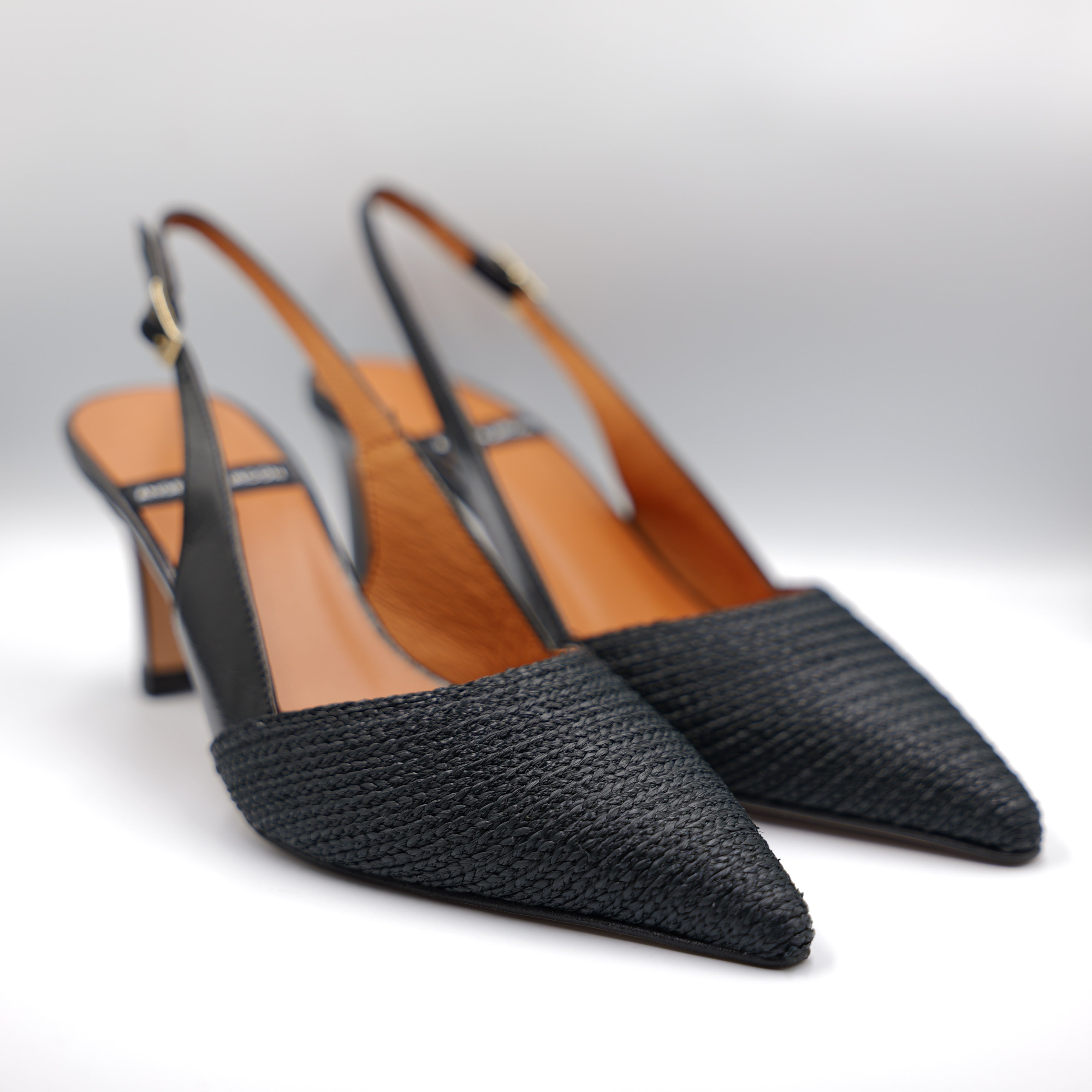 Angel Alarcon - Slingback con cinturino in pelle e rafia