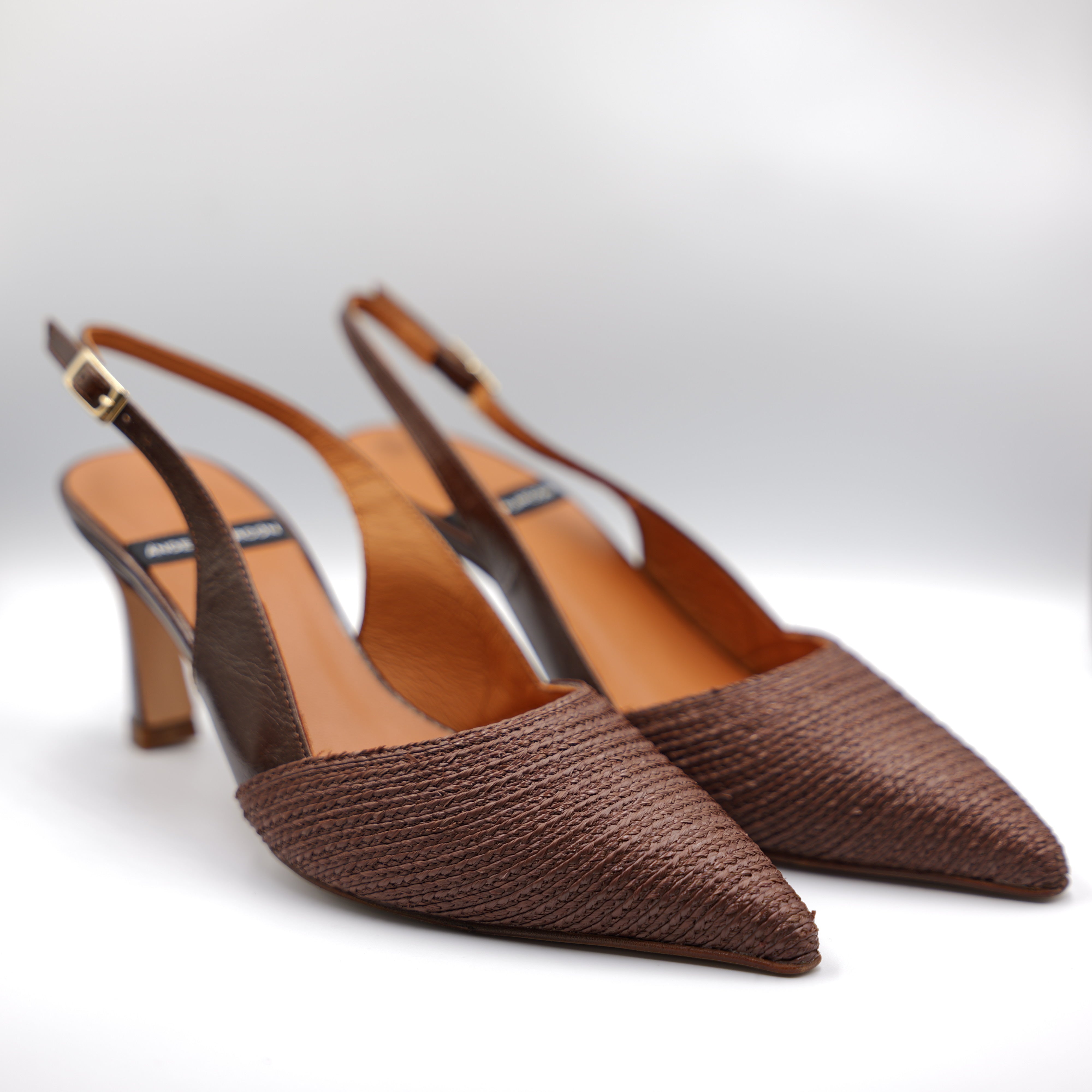 Angel Alarcon - Slingback con cinturino in pelle e rafia