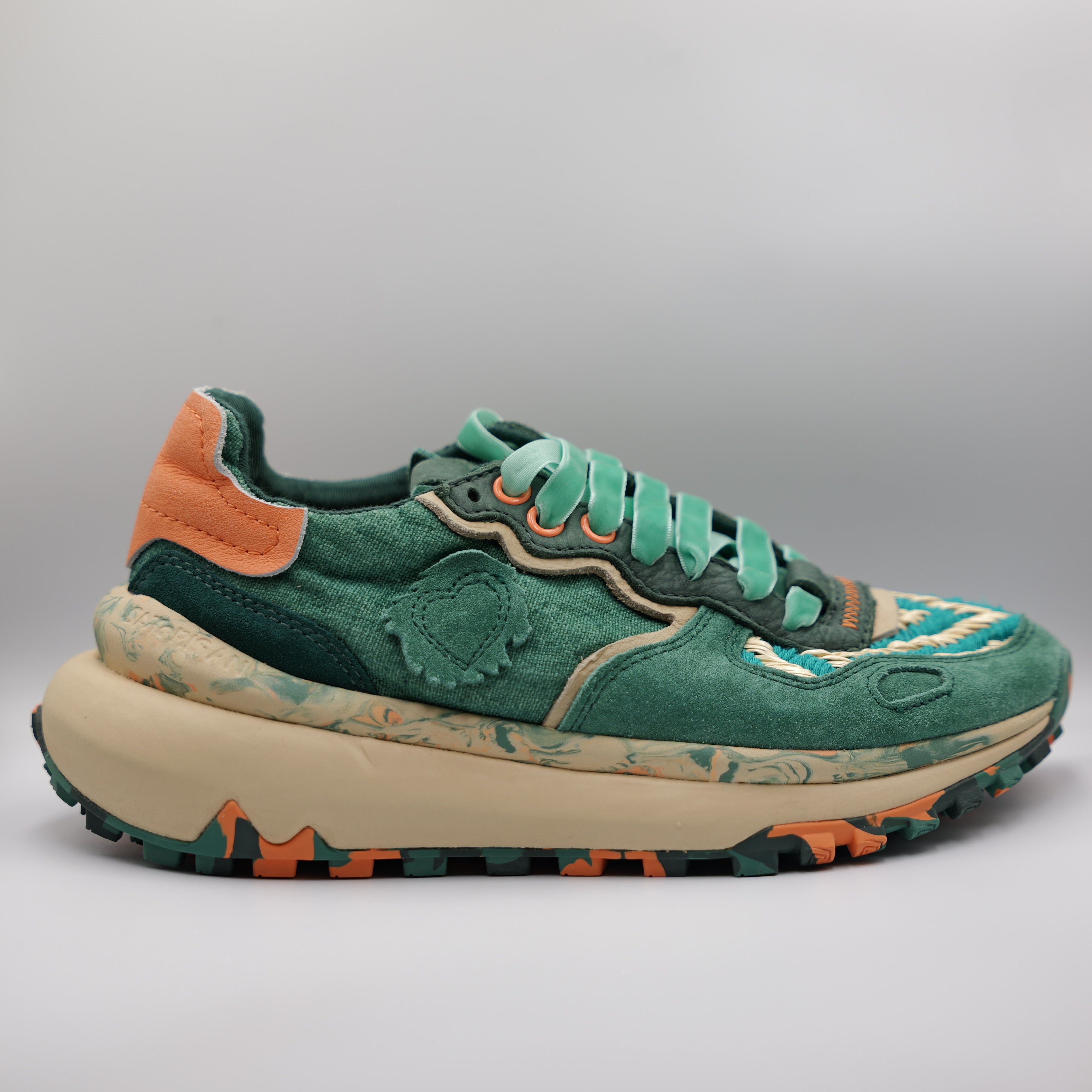 Satorisan - Sneakers in camoscio,tessuto e rafia