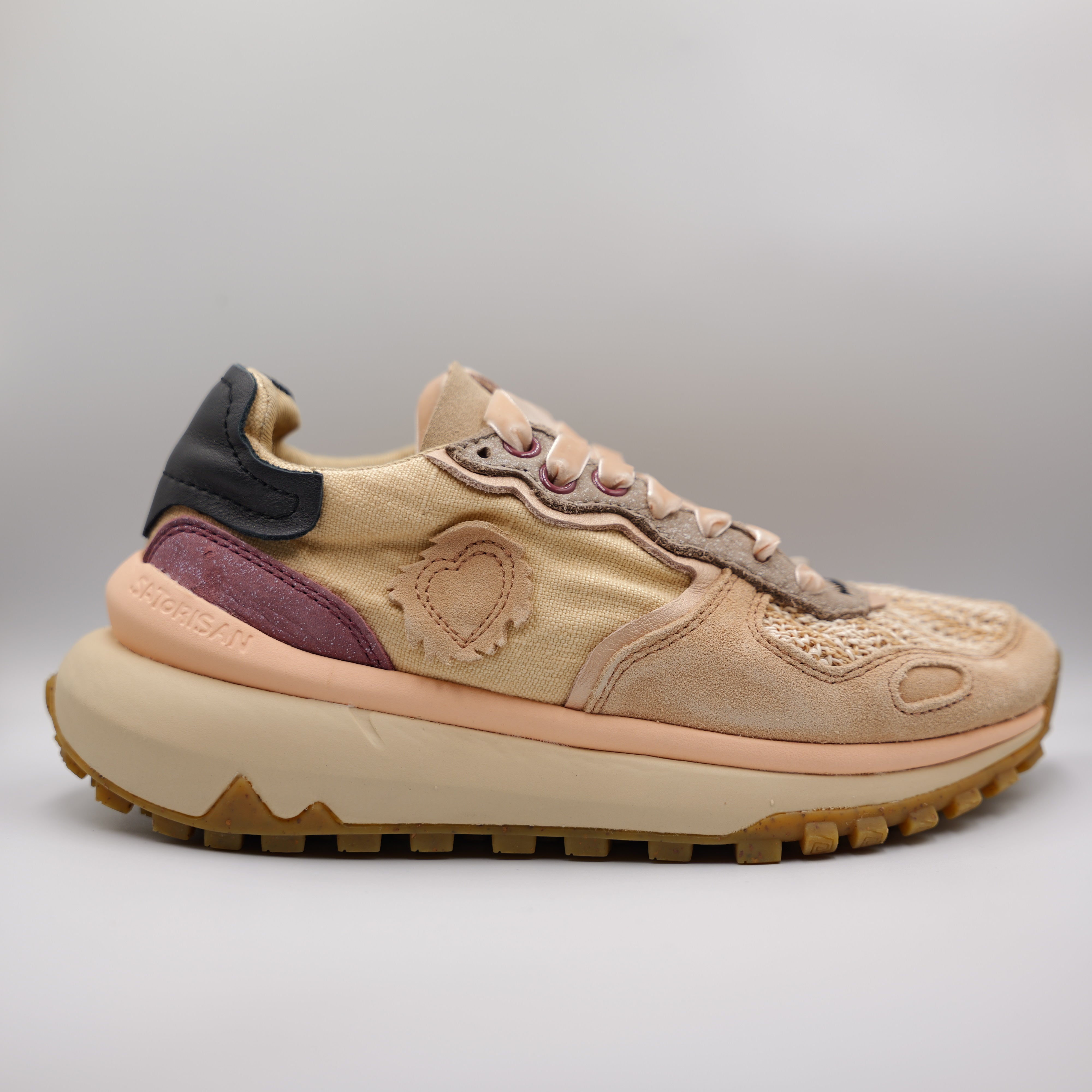 Satorisan - Sneakers in camoscio,rafia e tessuto