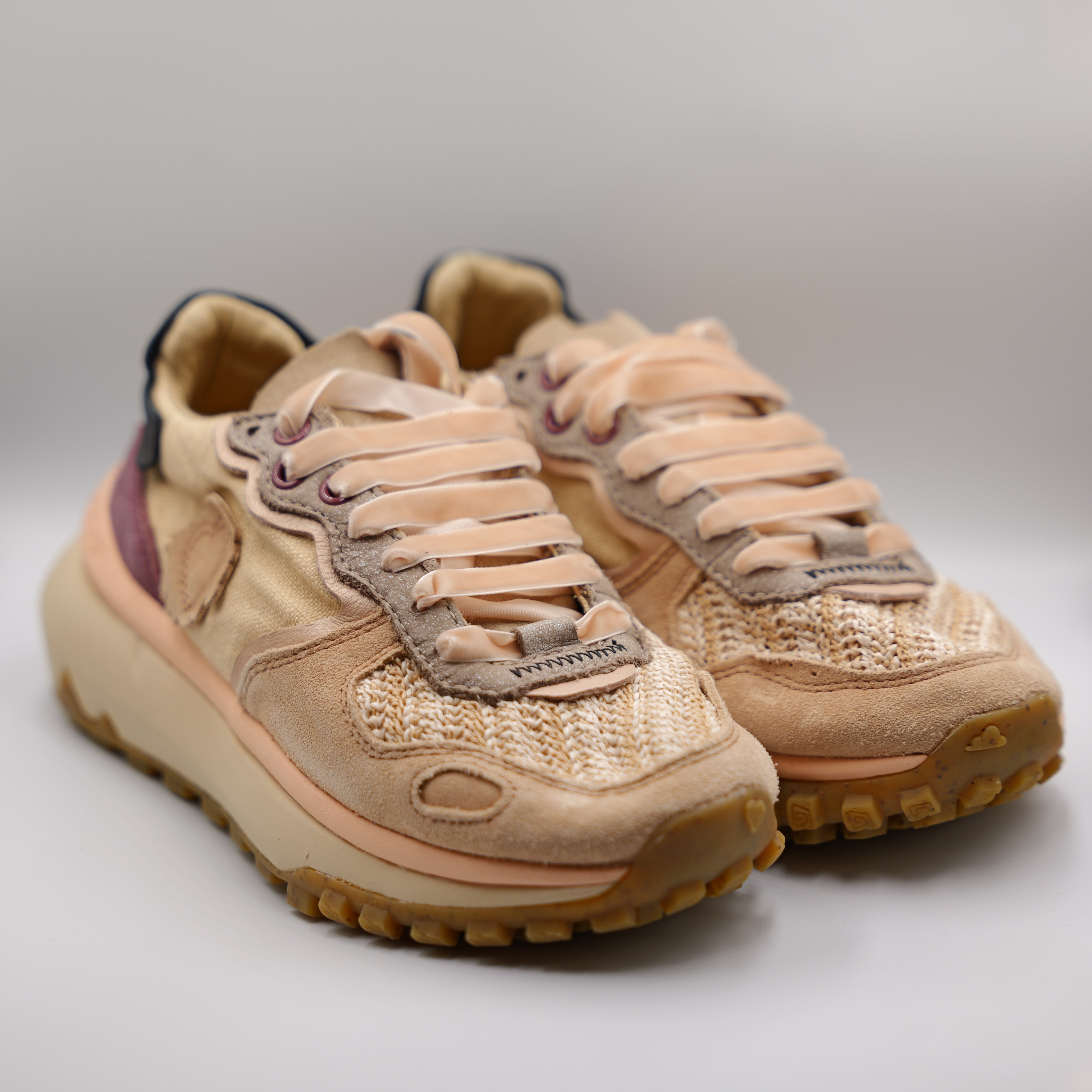 Satorisan - Sneakers in camoscio,rafia e tessuto