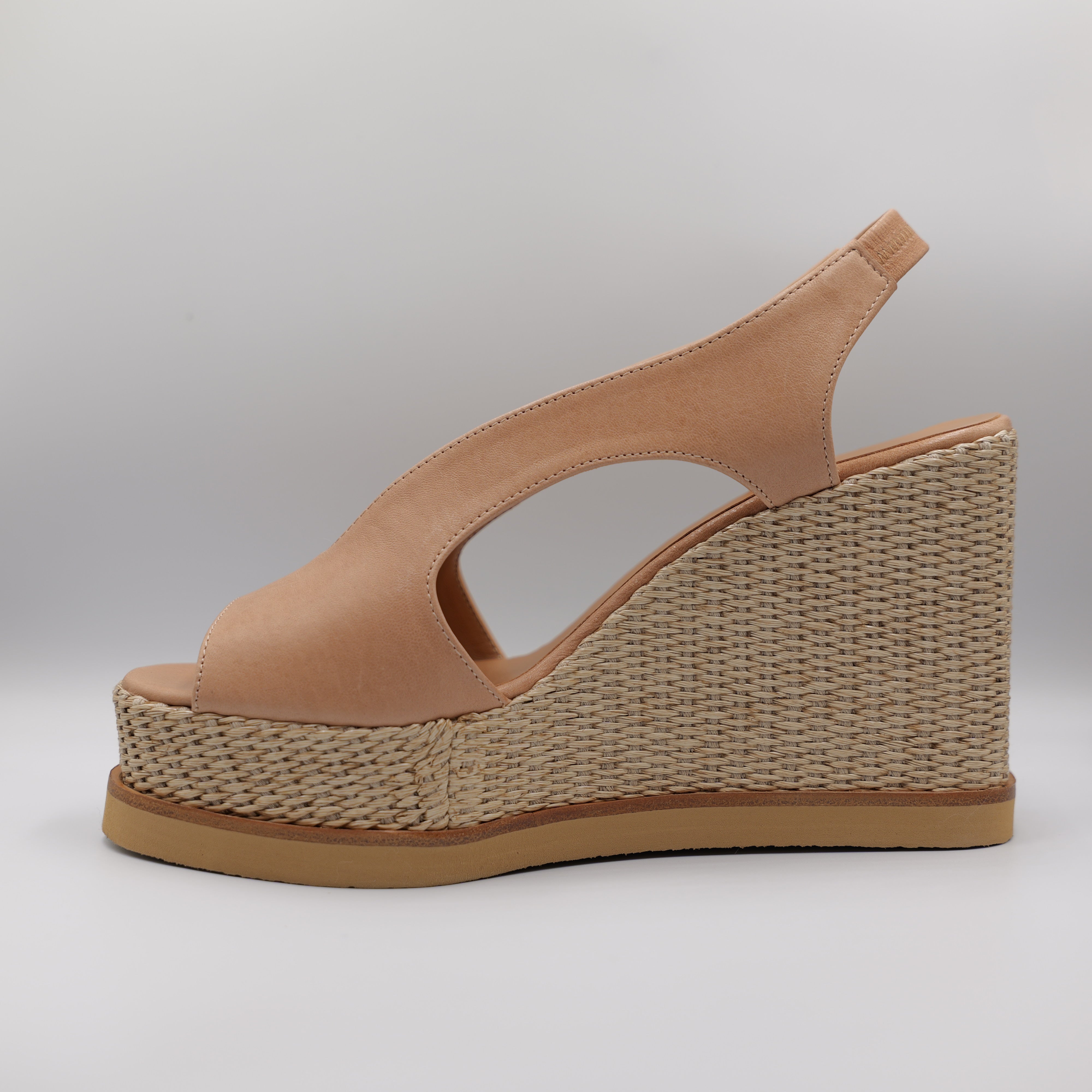 Gianmarco Sorelli - Sandalo con elastico in pelle e rafia