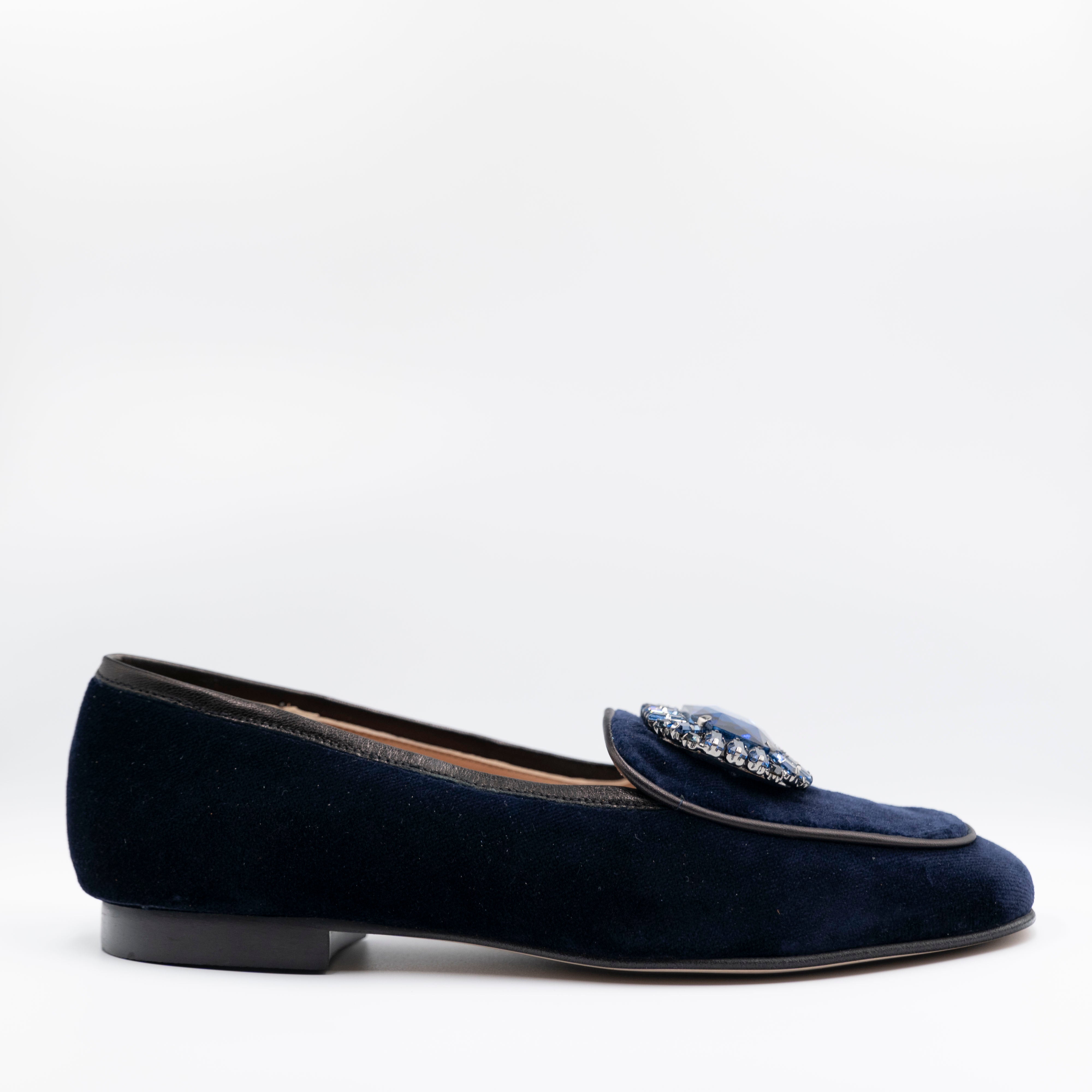 Ora - Mocassini in velluto con strass -Blu