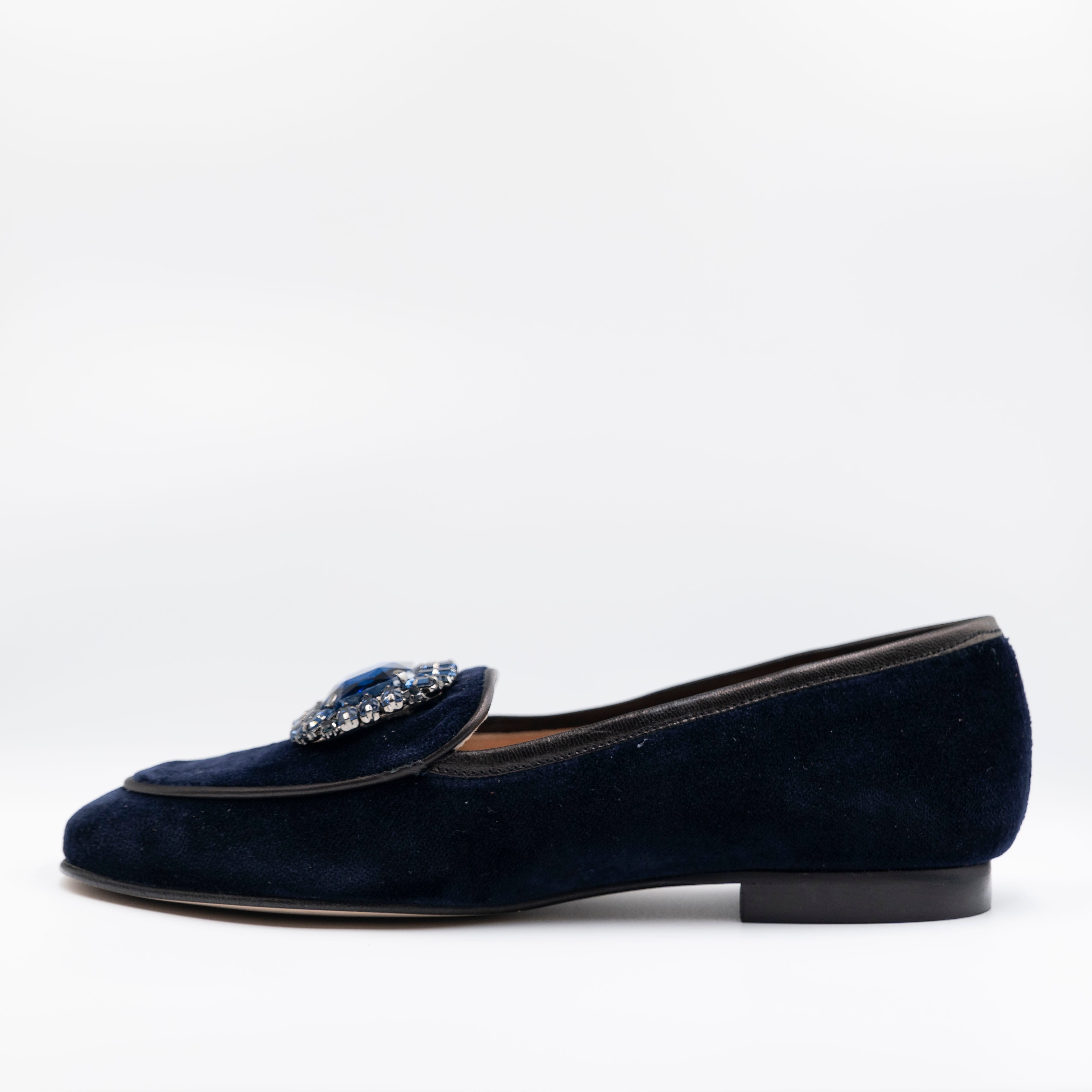 Ora - Mocassini in velluto con strass -Blu