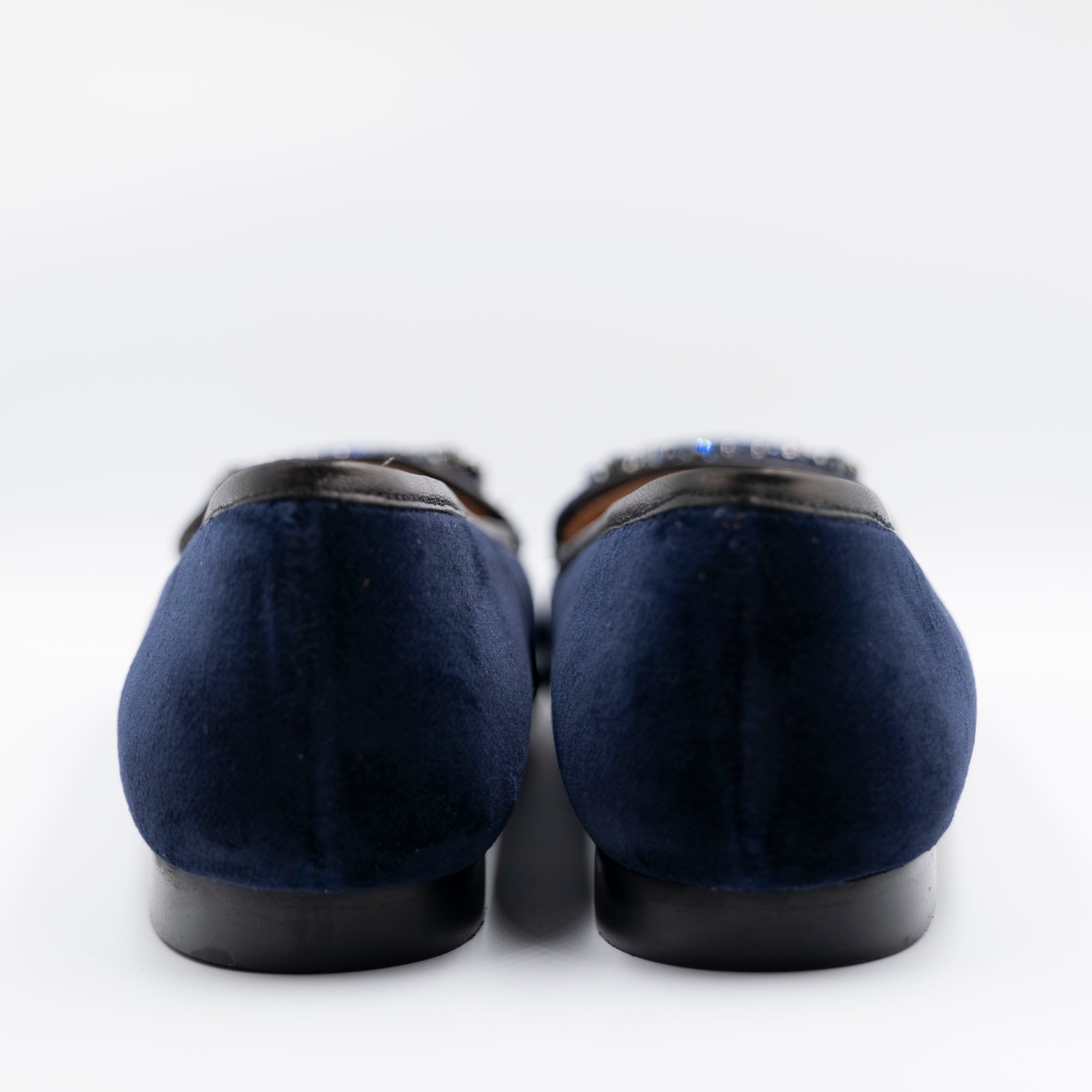 Ora - Mocassini in velluto con strass -Blu