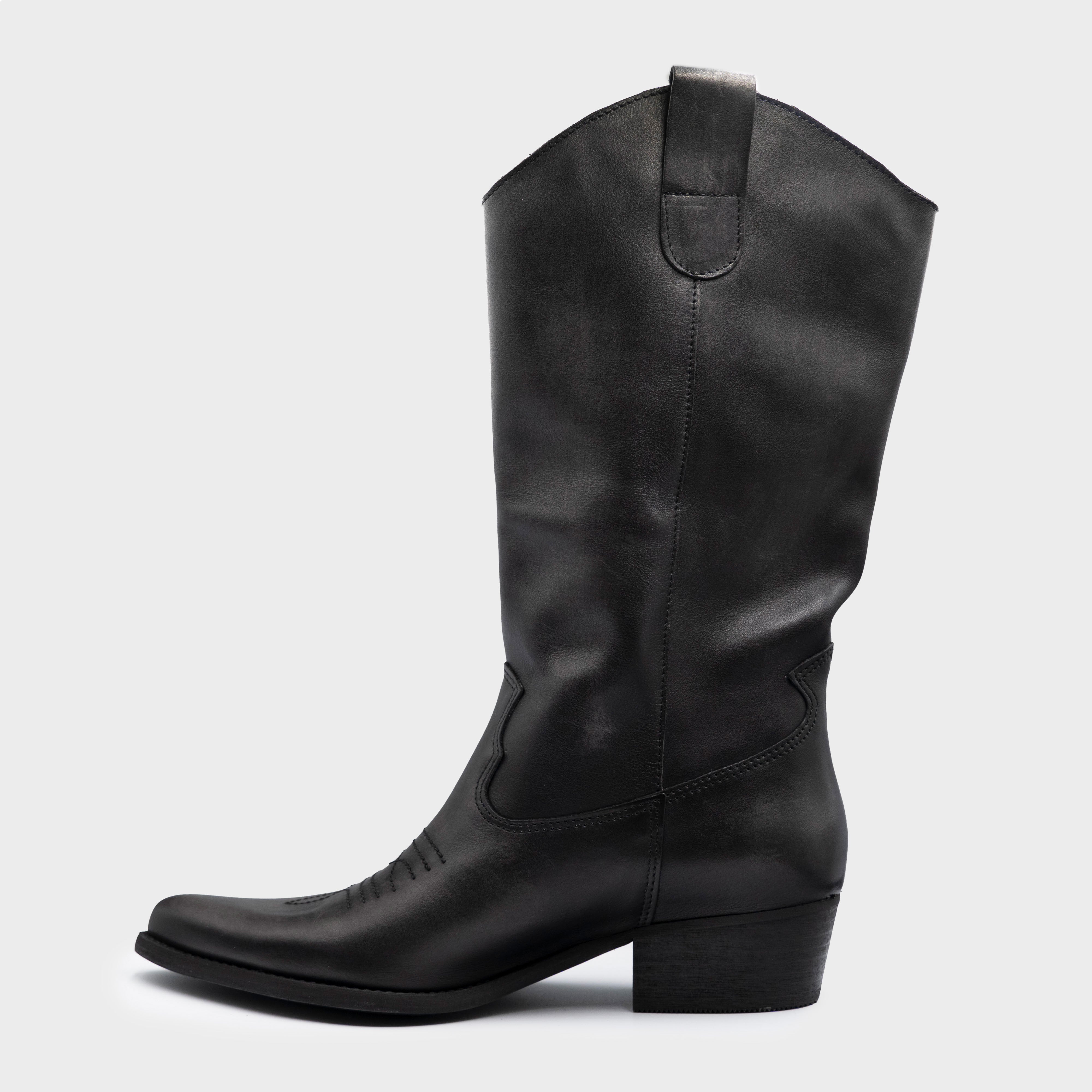 Felmini - Camperos in pelle nero con ricami