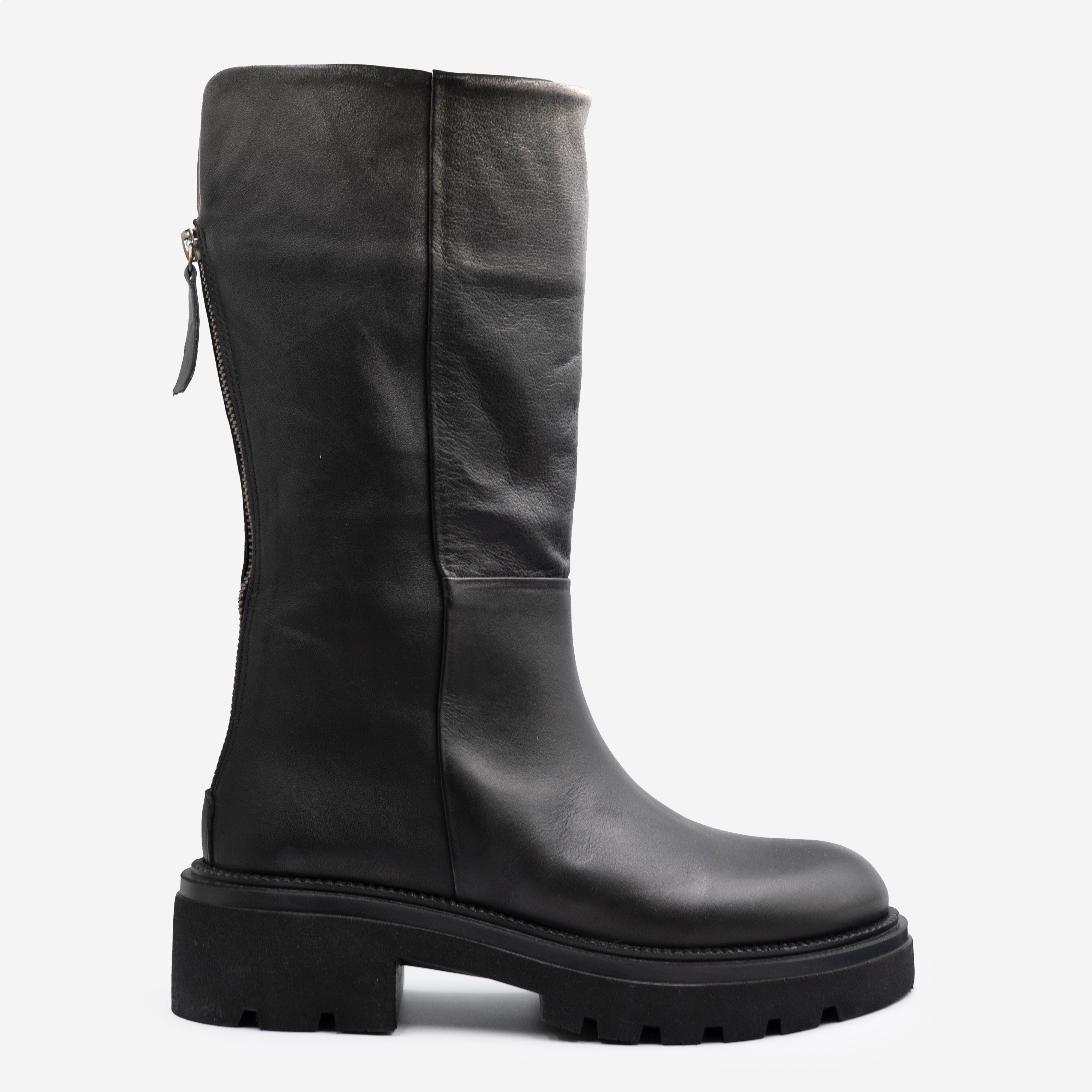 Albano - Stivaletti in pelle neri con zip sul retro