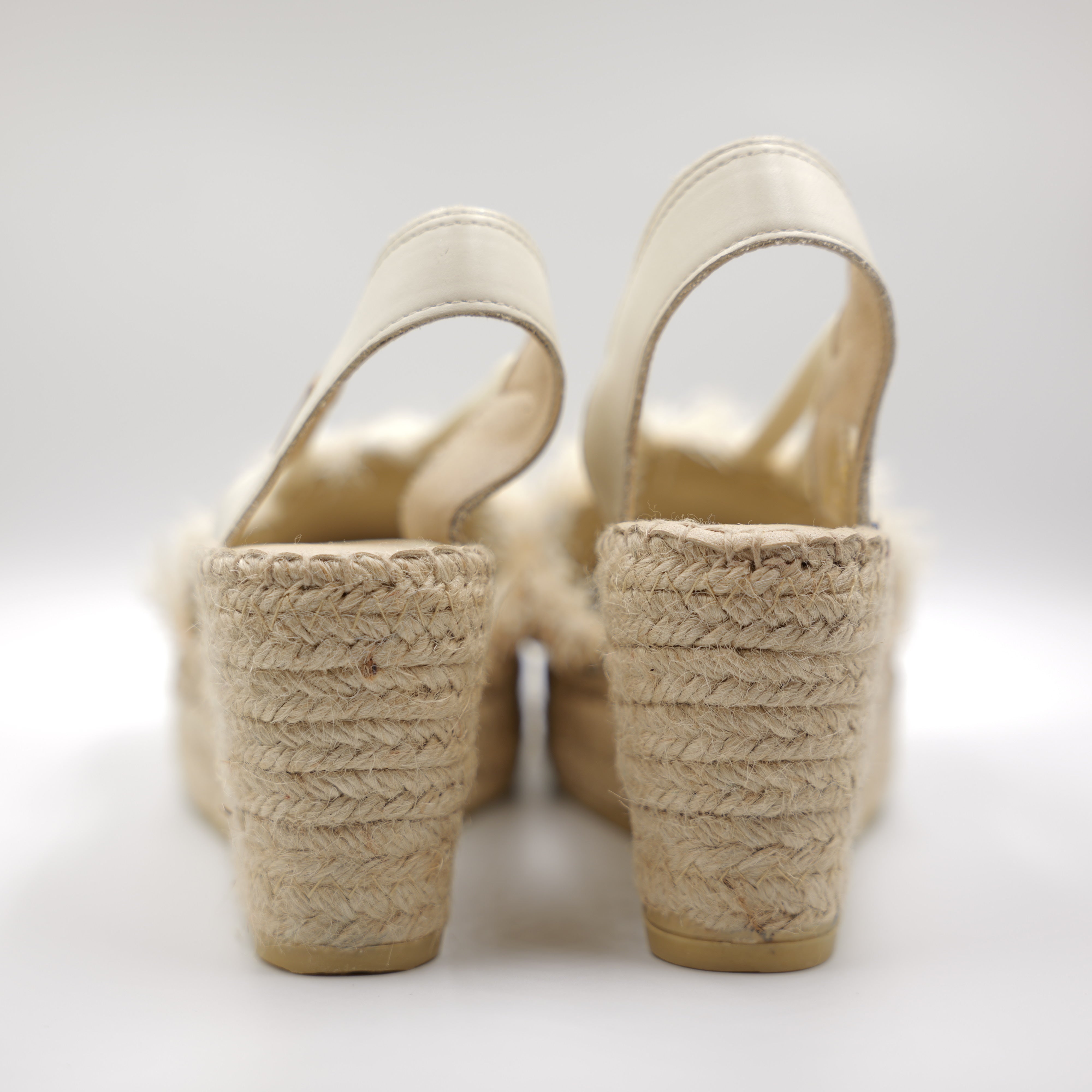 Vidorreta - Espadrillas panna in pelle e raffia con accessorio gioiello