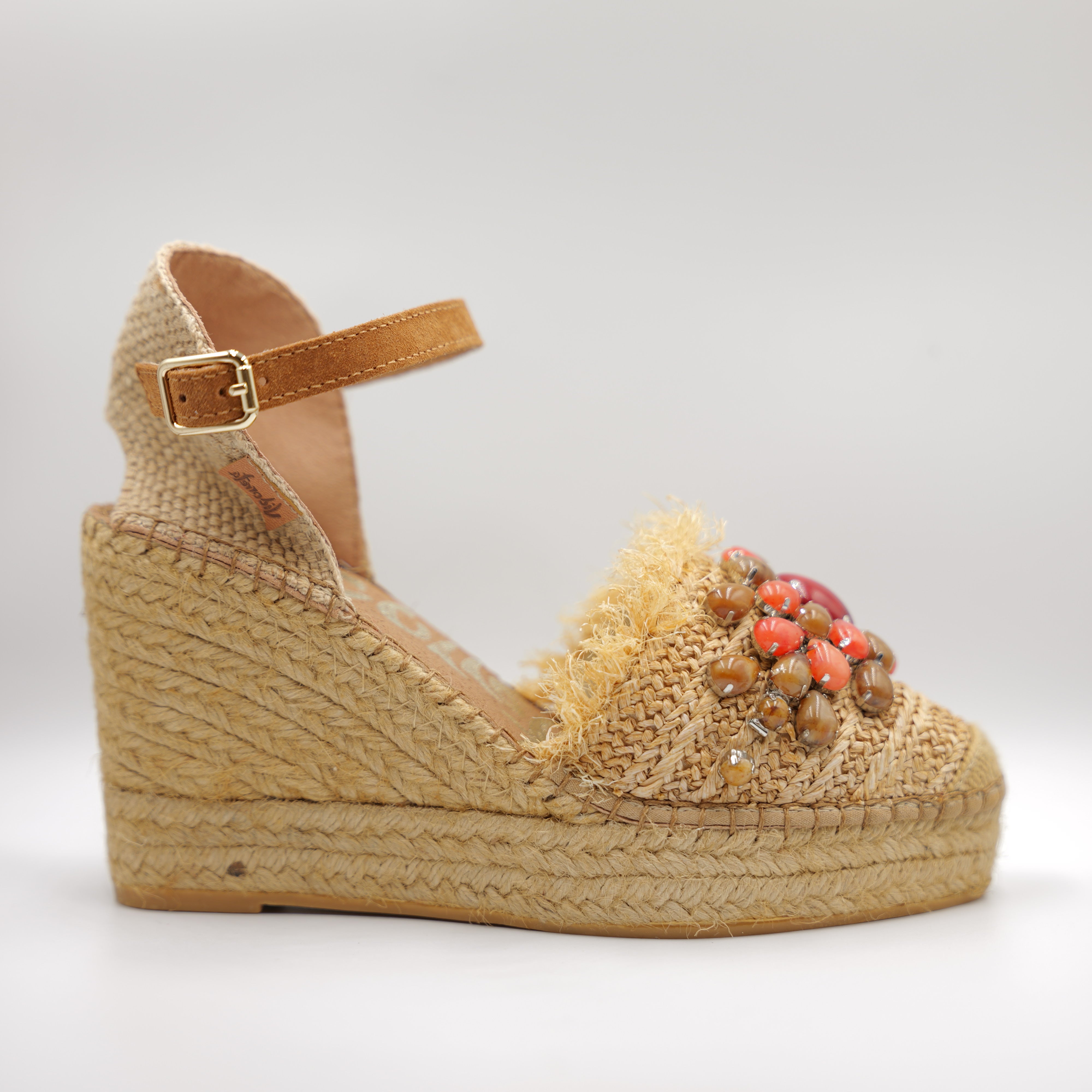 Vidorreta - Espadrillas in raffia con accessorio gioiello