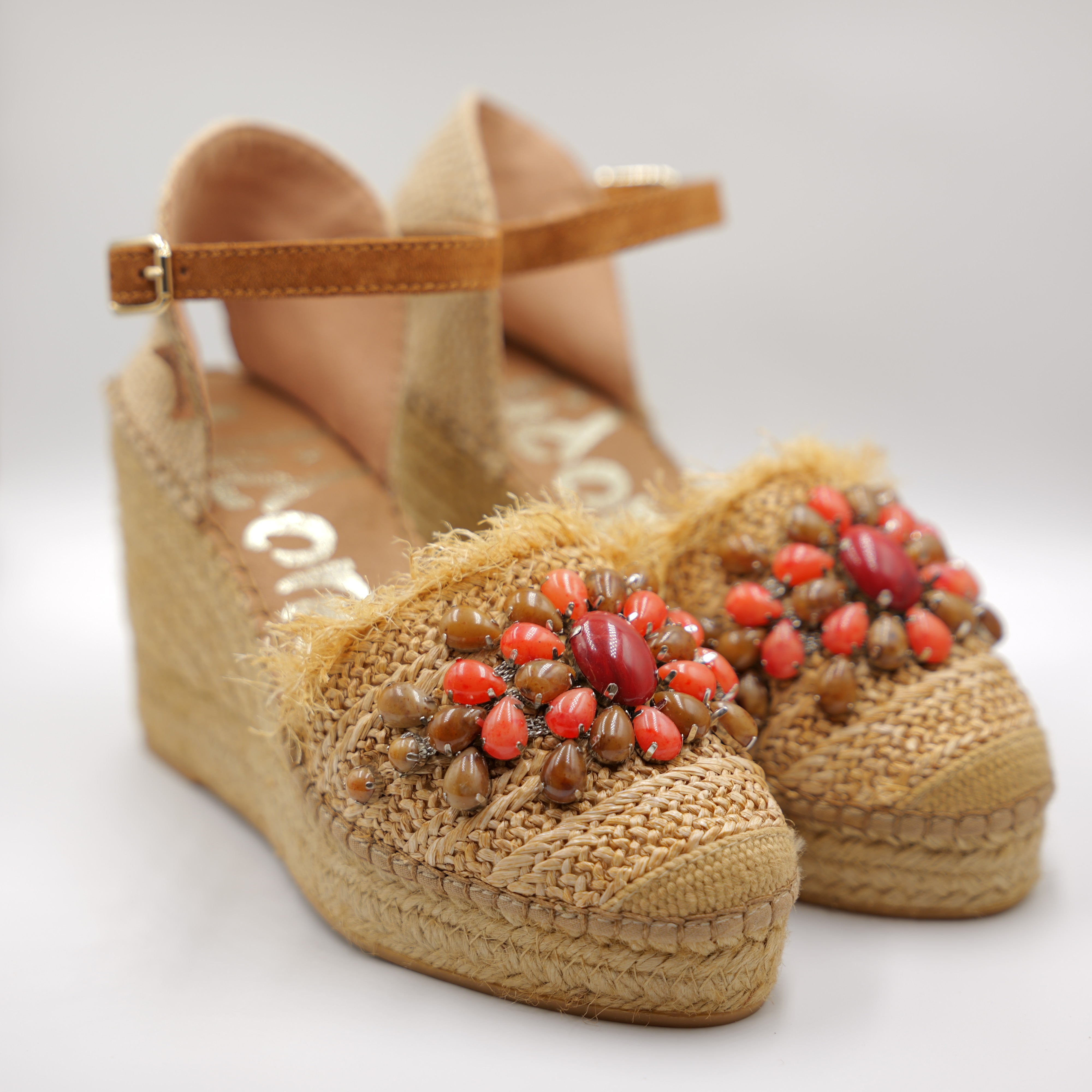 Vidorreta - Espadrillas in raffia con accessorio gioiello