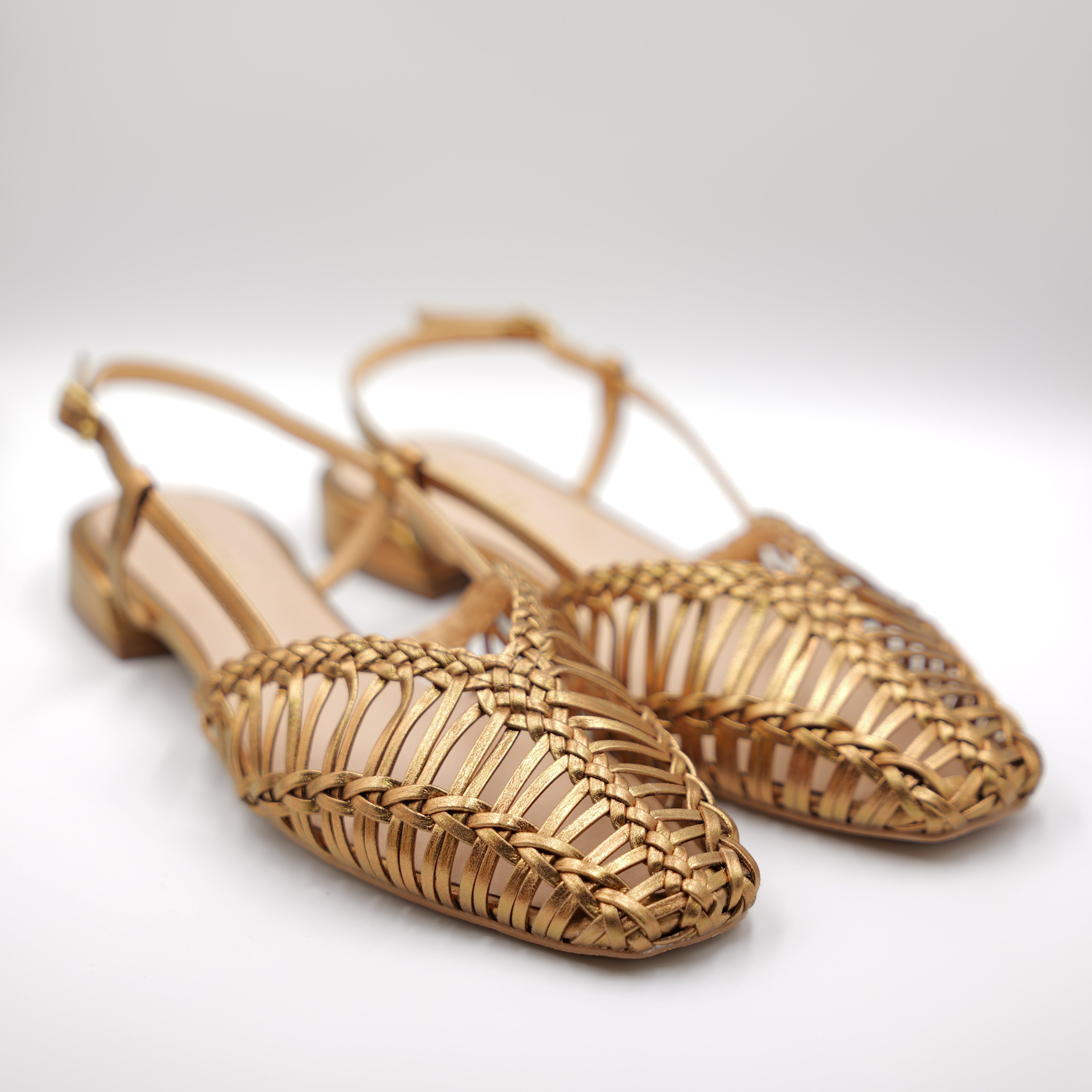 Cecil - Slingback Chanel Oro intrecciata in pelle