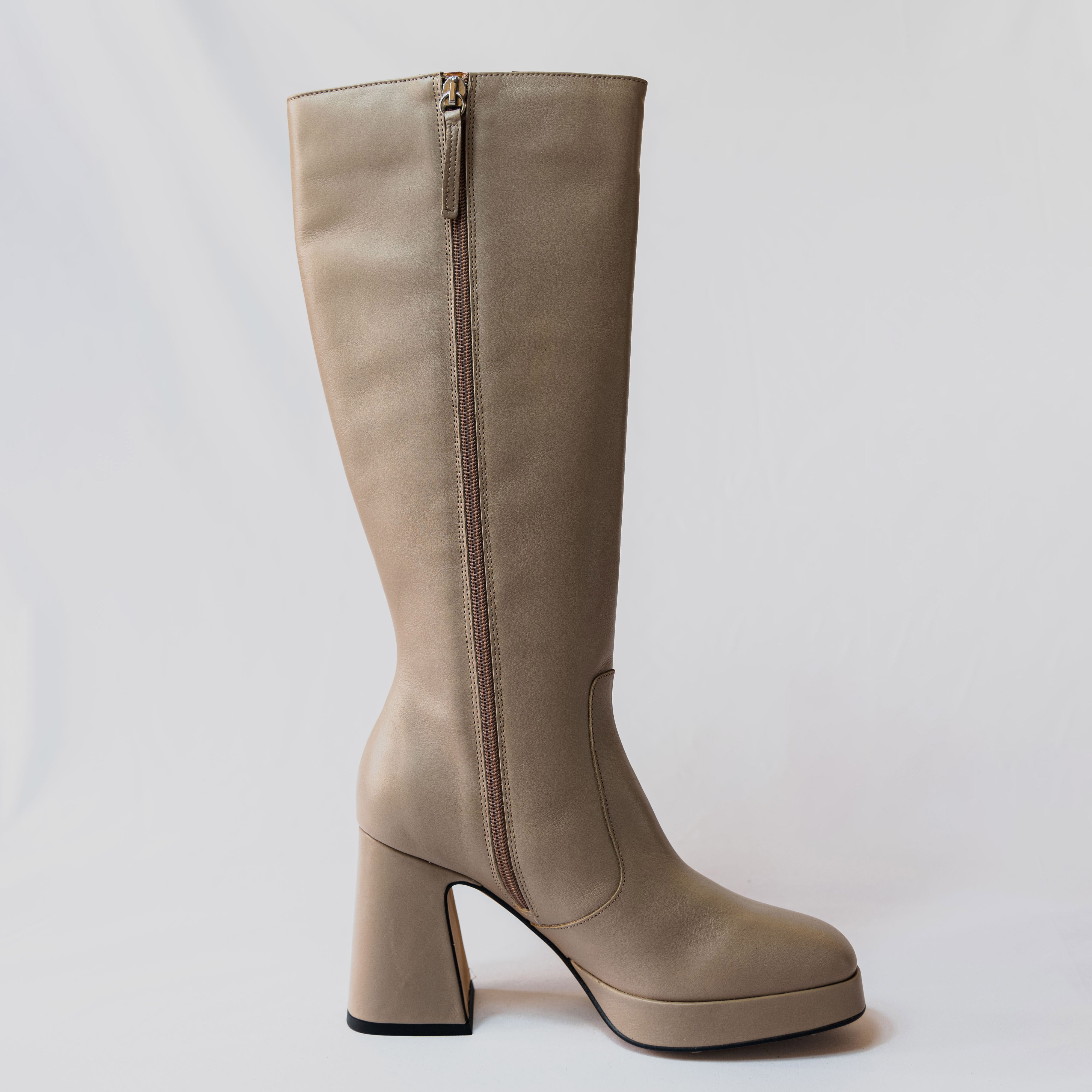 Angel alarcon - Stivali in pelle con plateau e zip