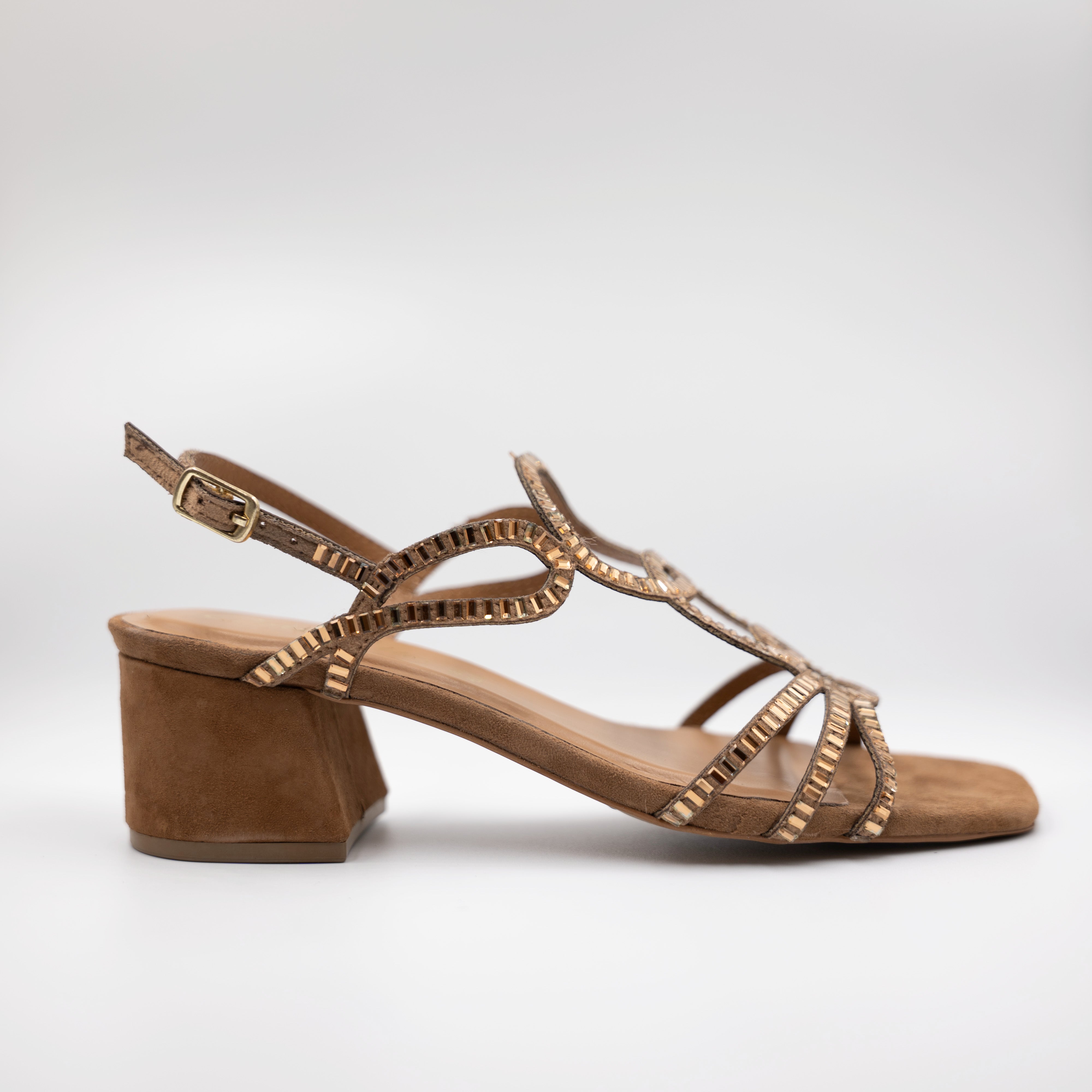 Cristin - Sandali in camoscio con cinturino e strass