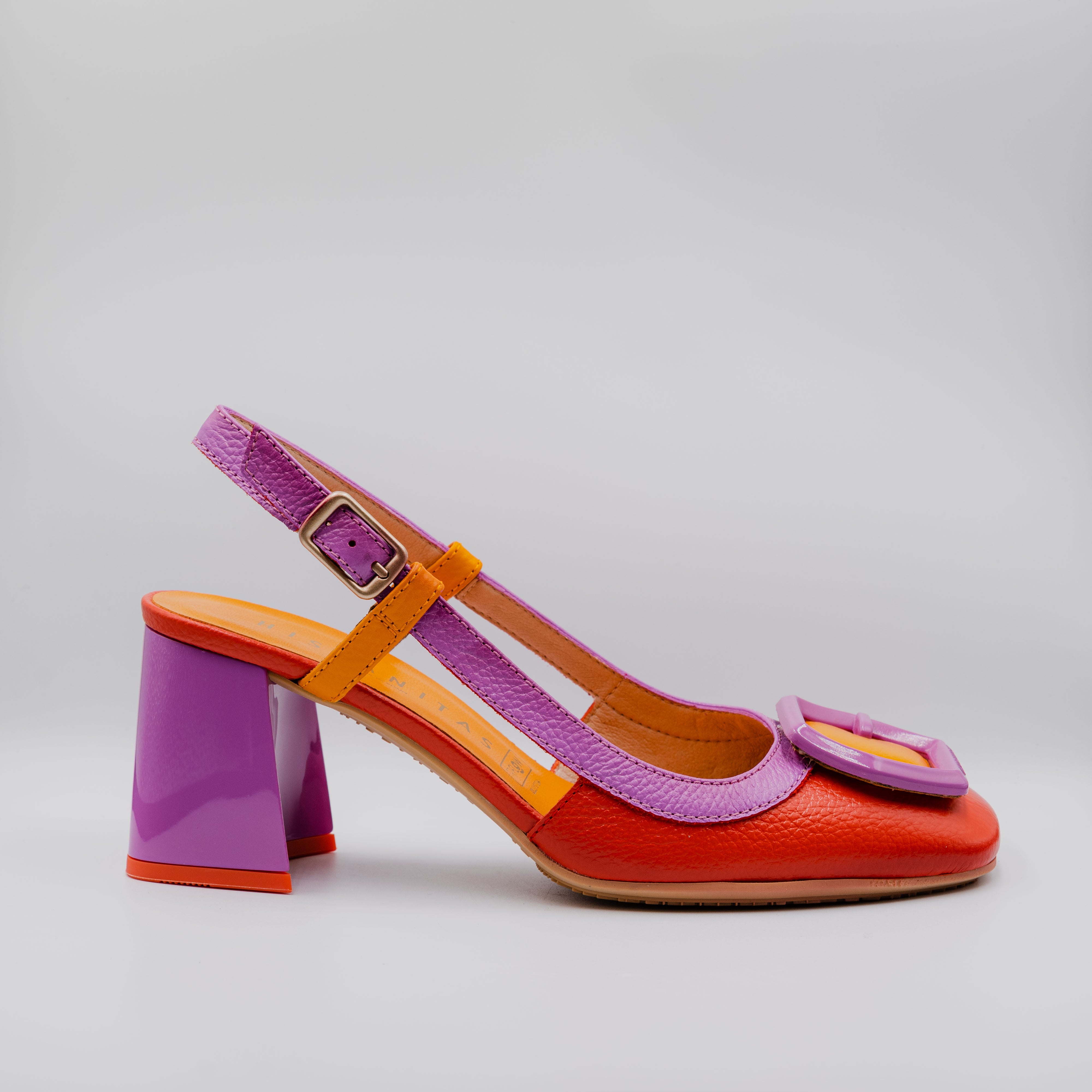 Hispanitas - Slingback in pelle martellata tacco largo