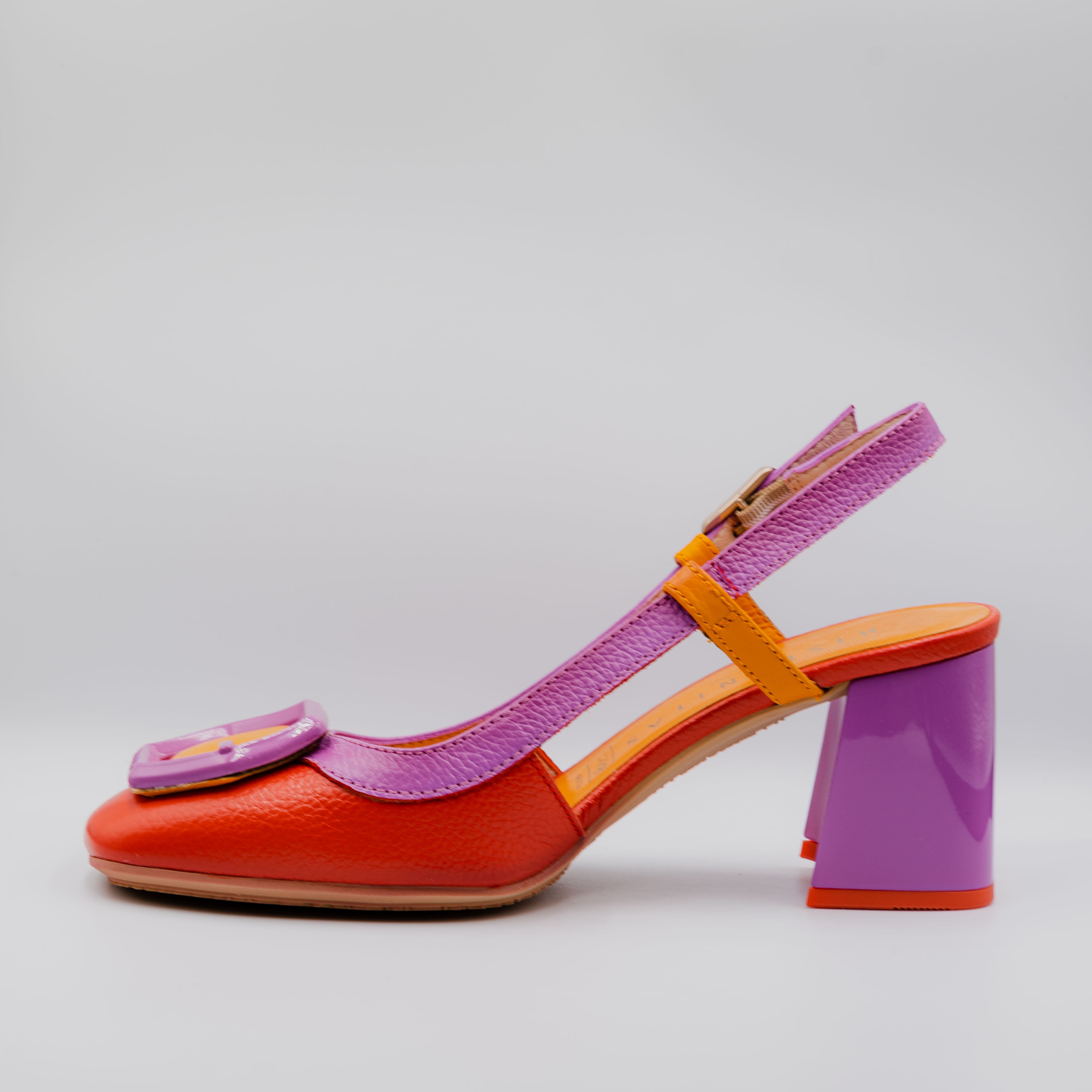 Hispanitas - Slingback in pelle martellata tacco largo