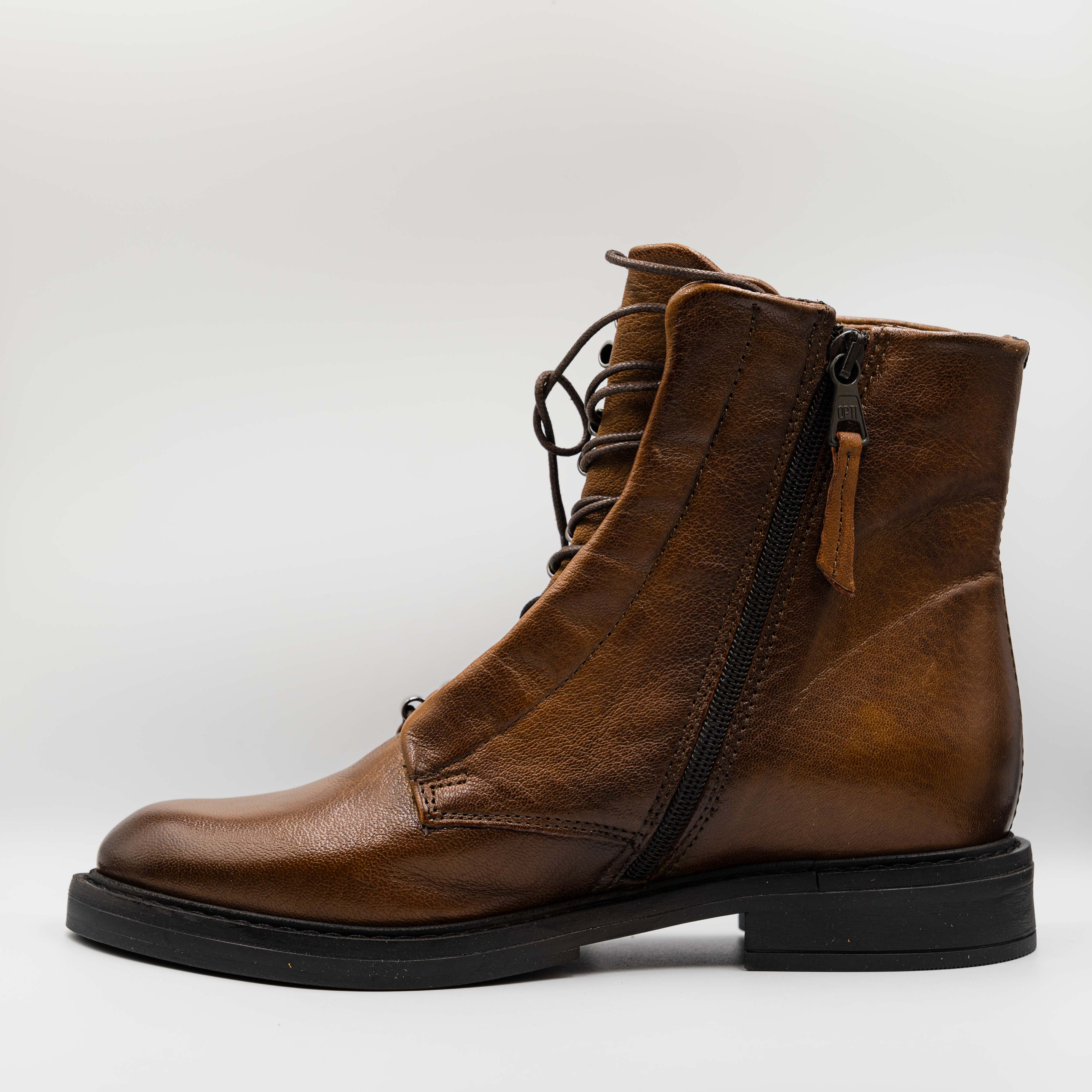 Mjus - Anfibi in pelle con zip e lacci