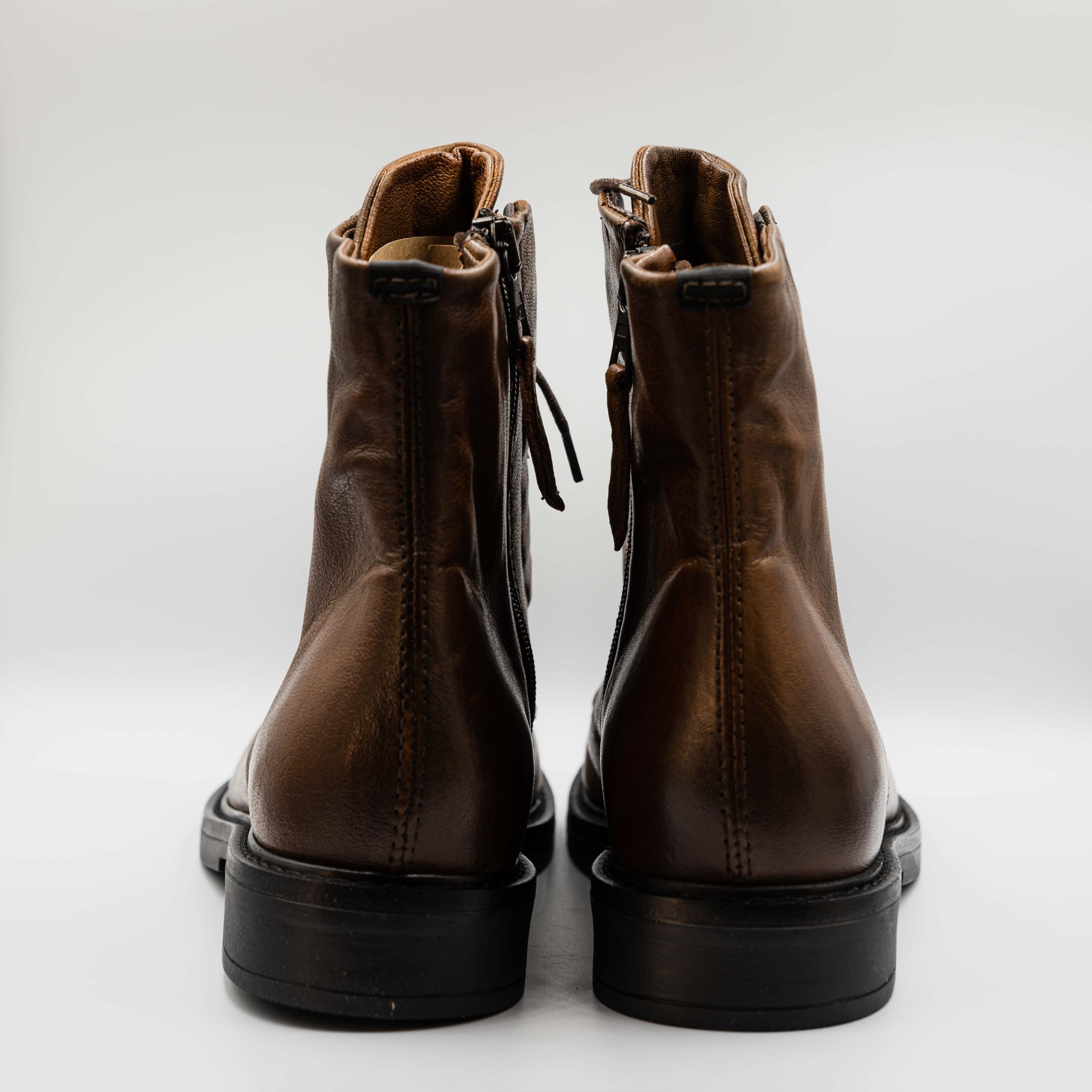 Mjus - Anfibi in pelle con zip e lacci