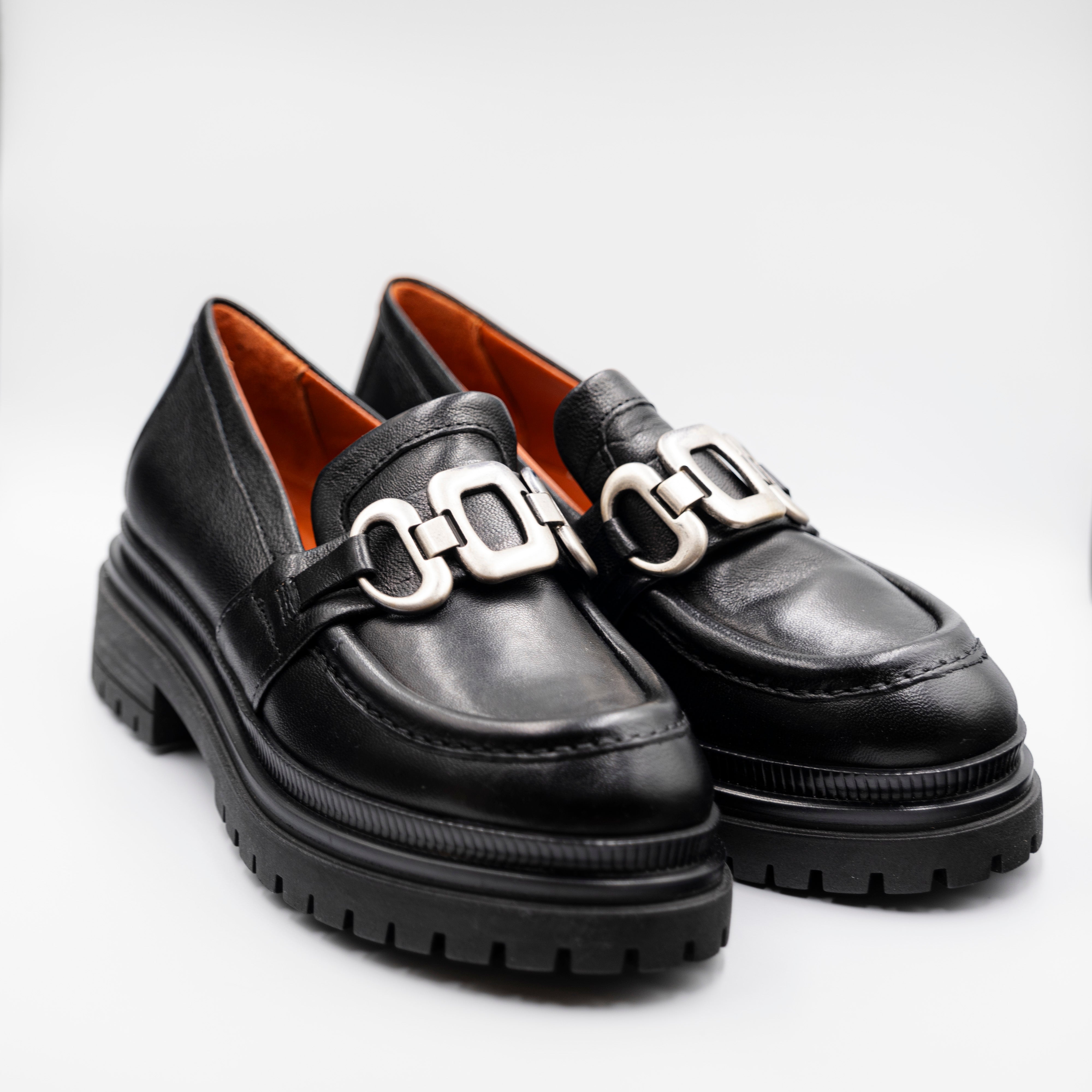 Mjus - Mocassini in pelle con accessorio acciaio