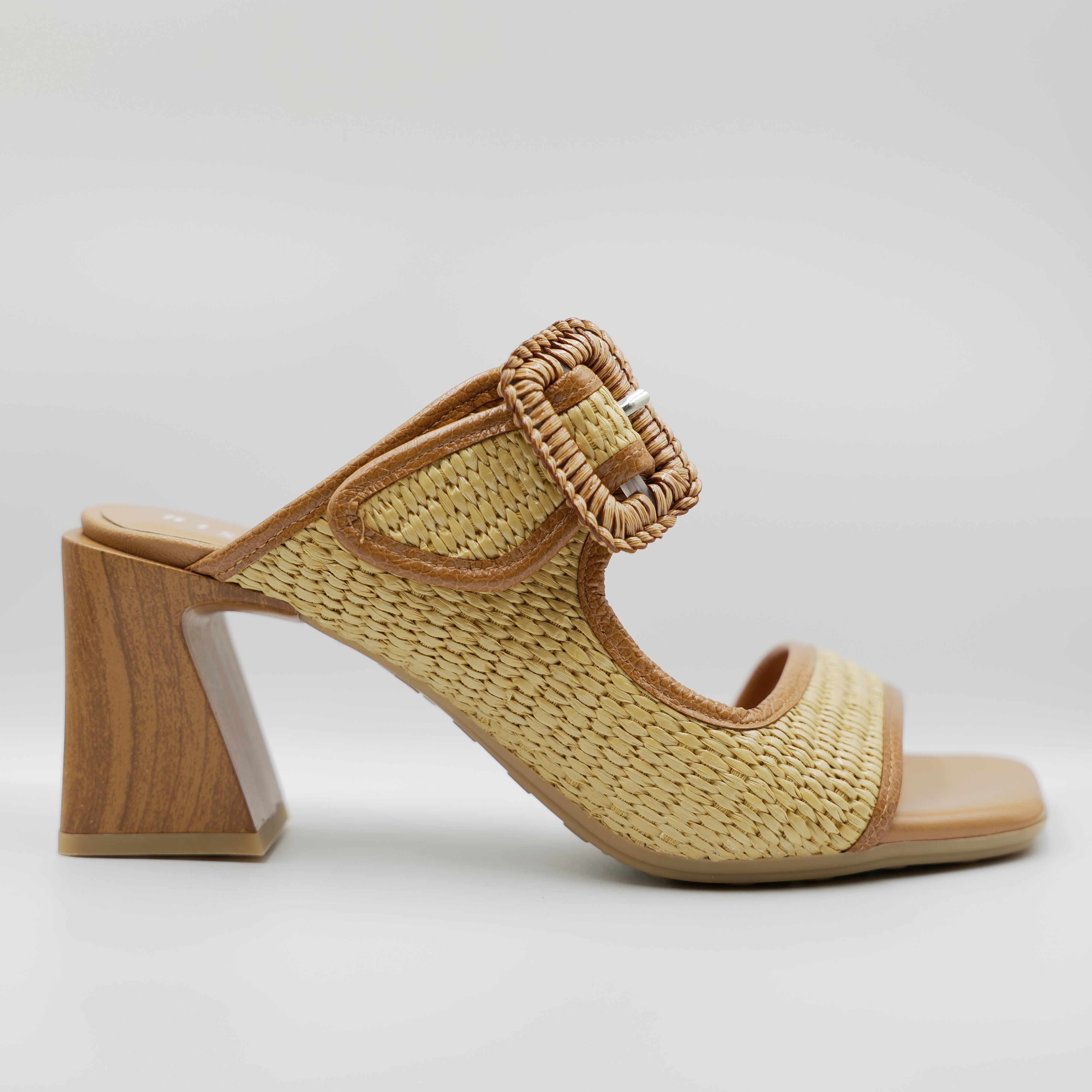 Hispanitas - Scalzati in pelle e rafia con accessorio