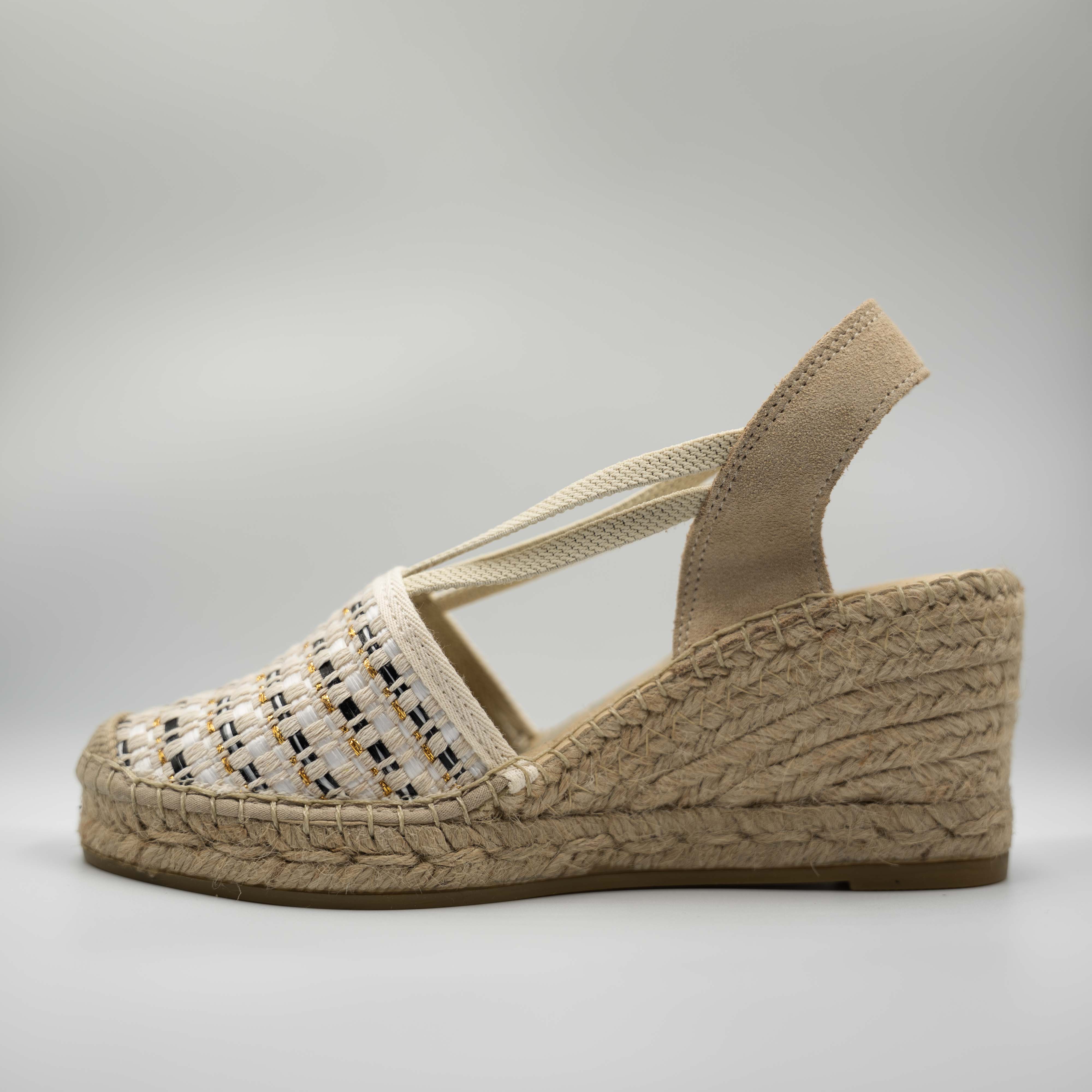 Vidorreta - Espadrilles in pelle e tessuto con elastico