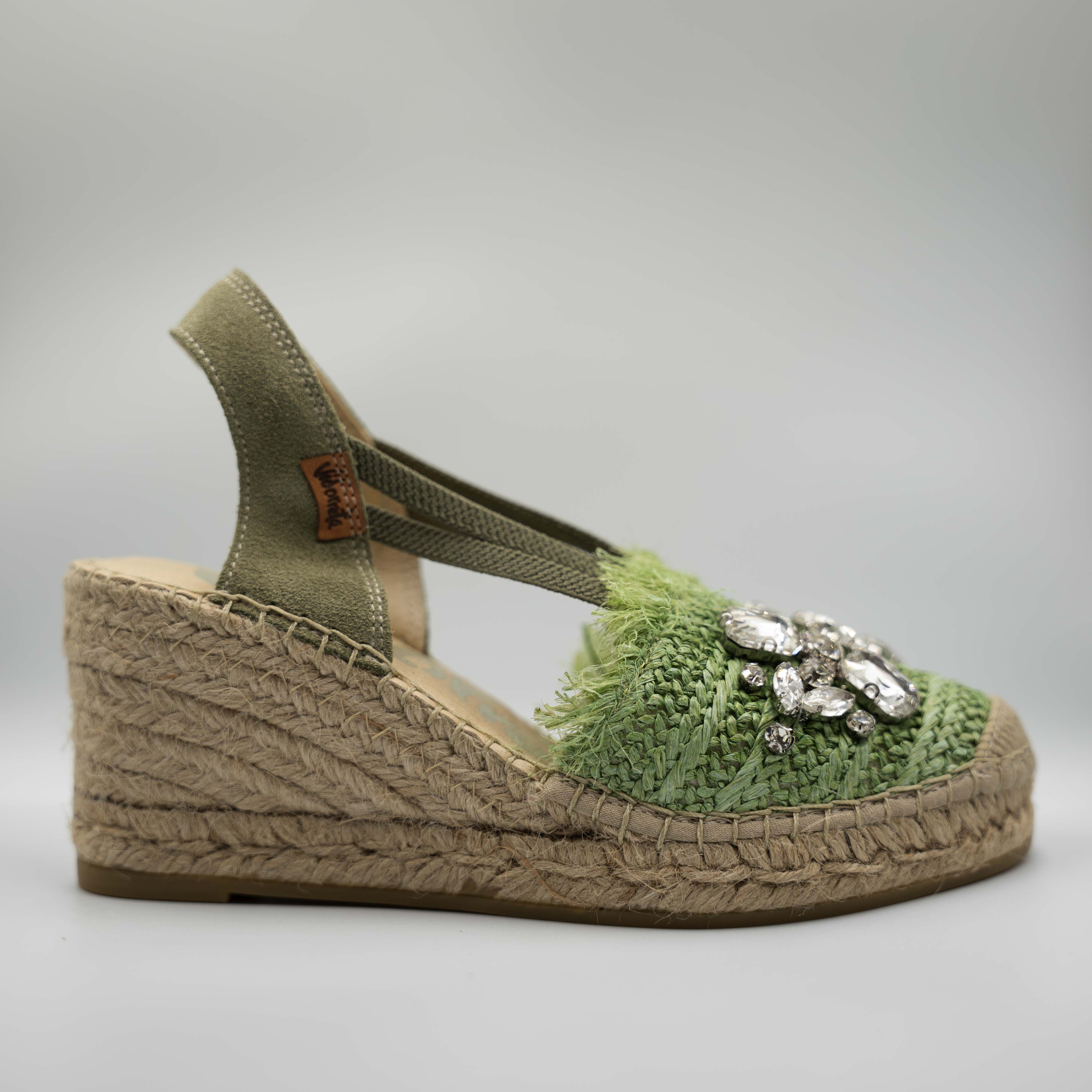 Vidorreta - Espadrilles in pelle e rafia con pietre
