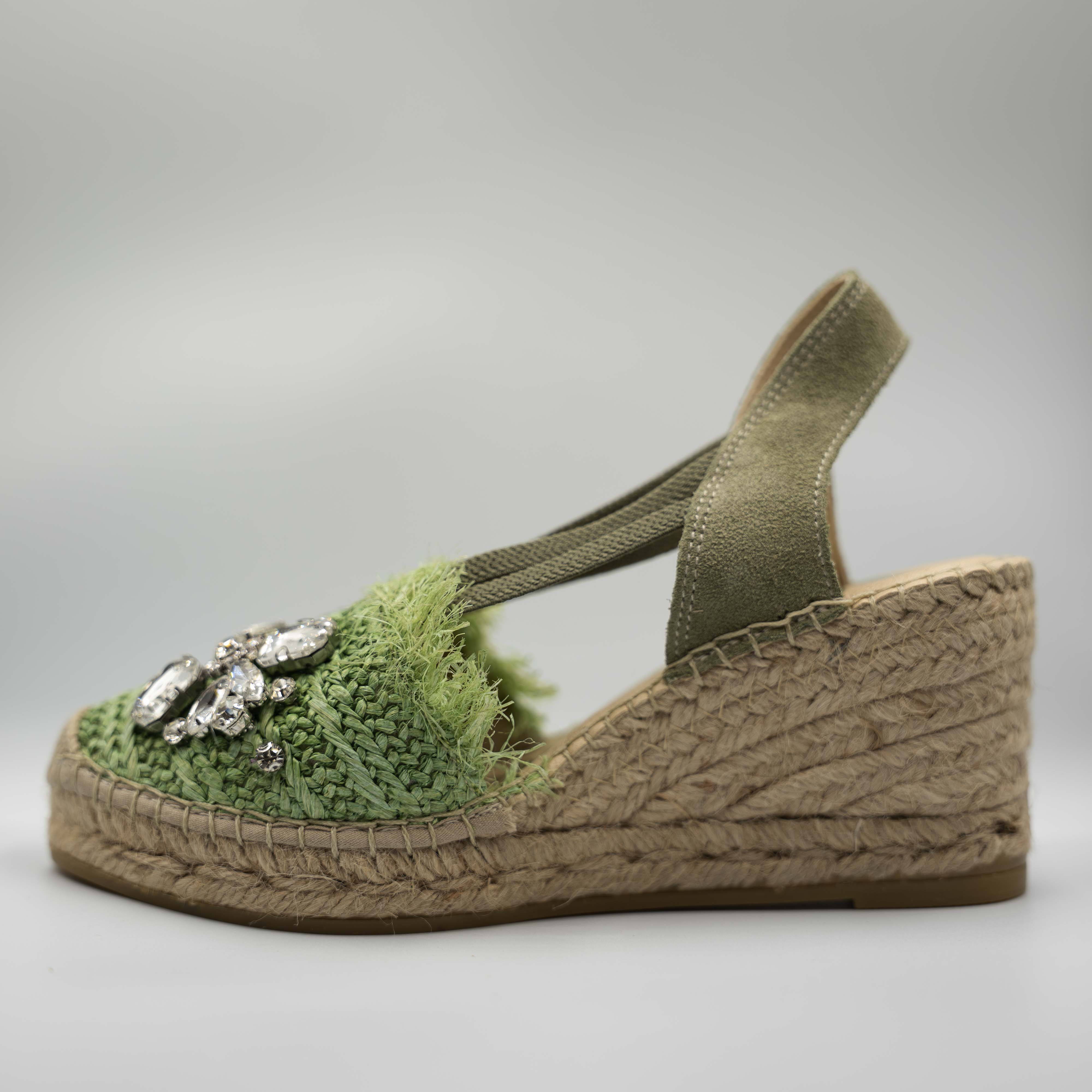 Vidorreta - Espadrilles in pelle e rafia con pietre