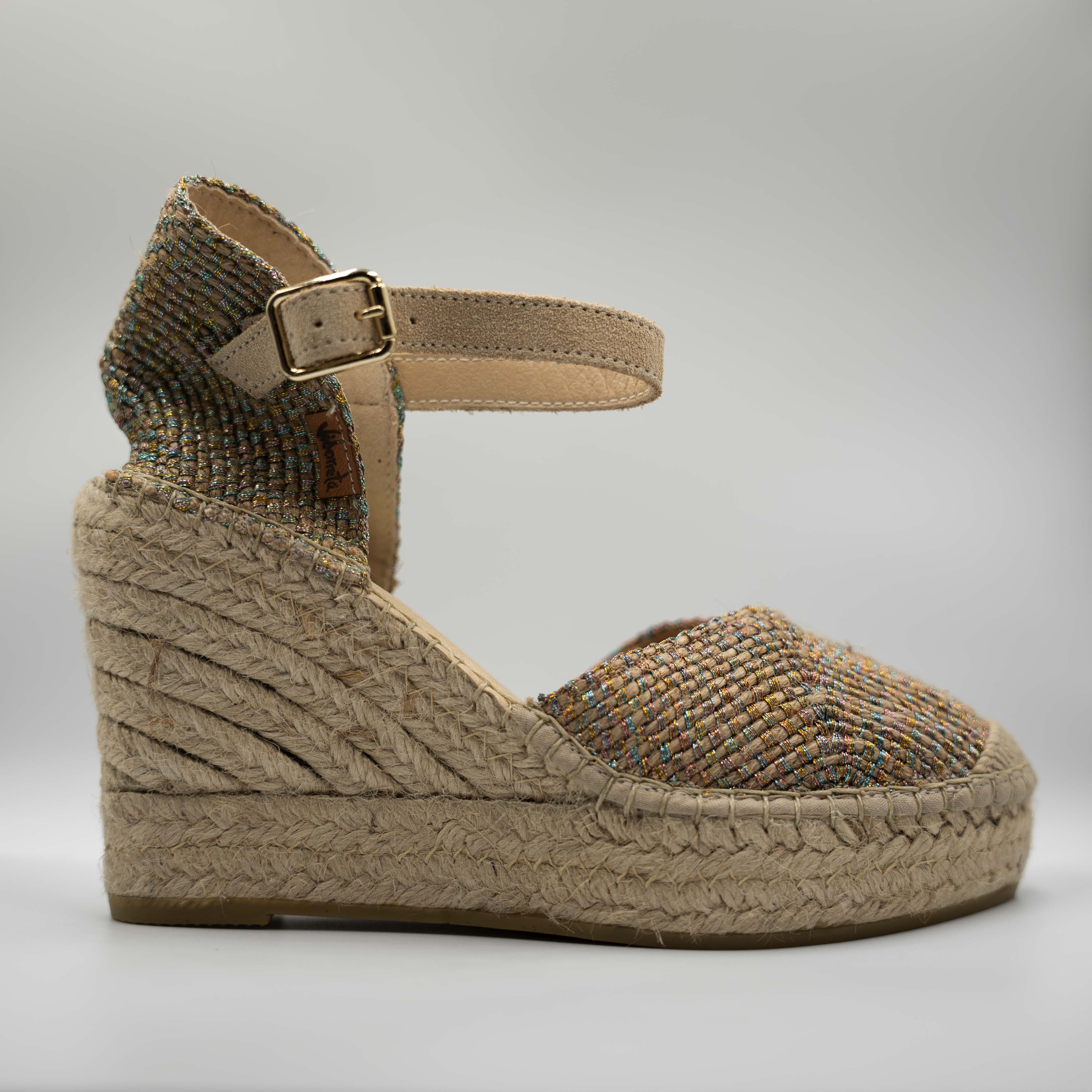 Vidorreta - Espadrilles in pelle e tessuto con cinturino
