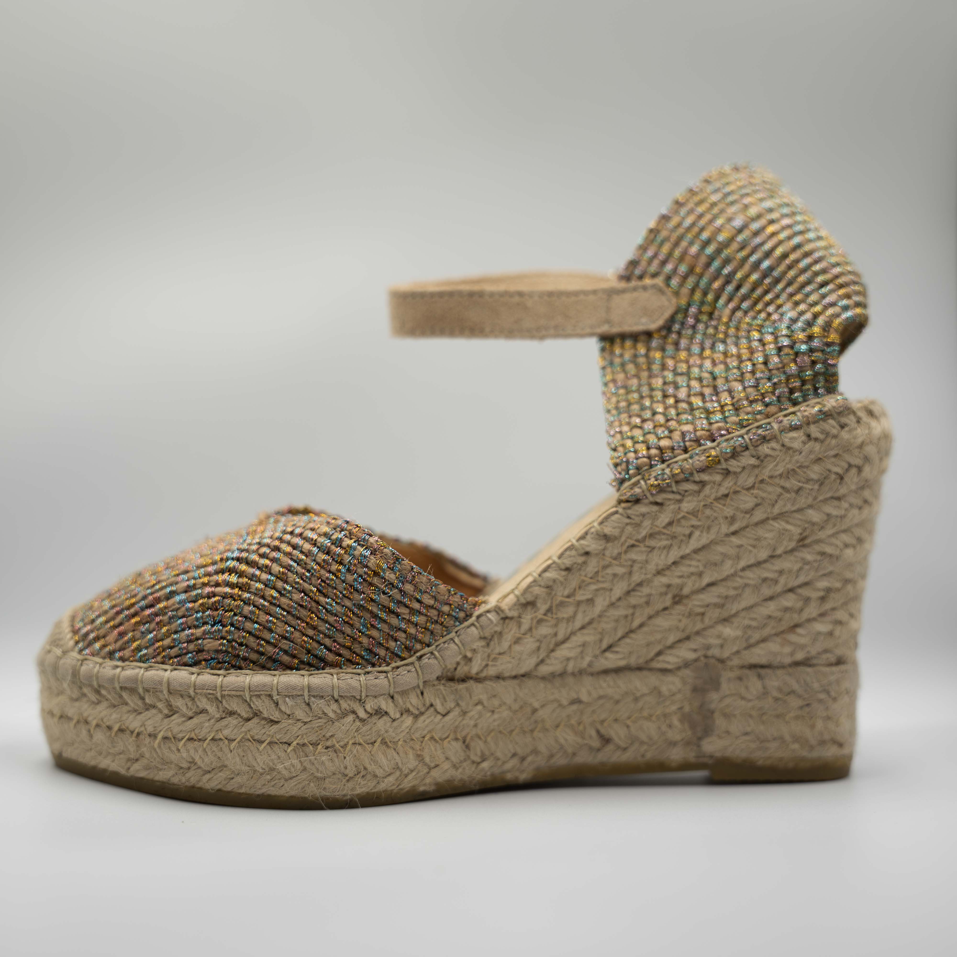 Vidorreta - Espadrilles in pelle e tessuto con cinturino