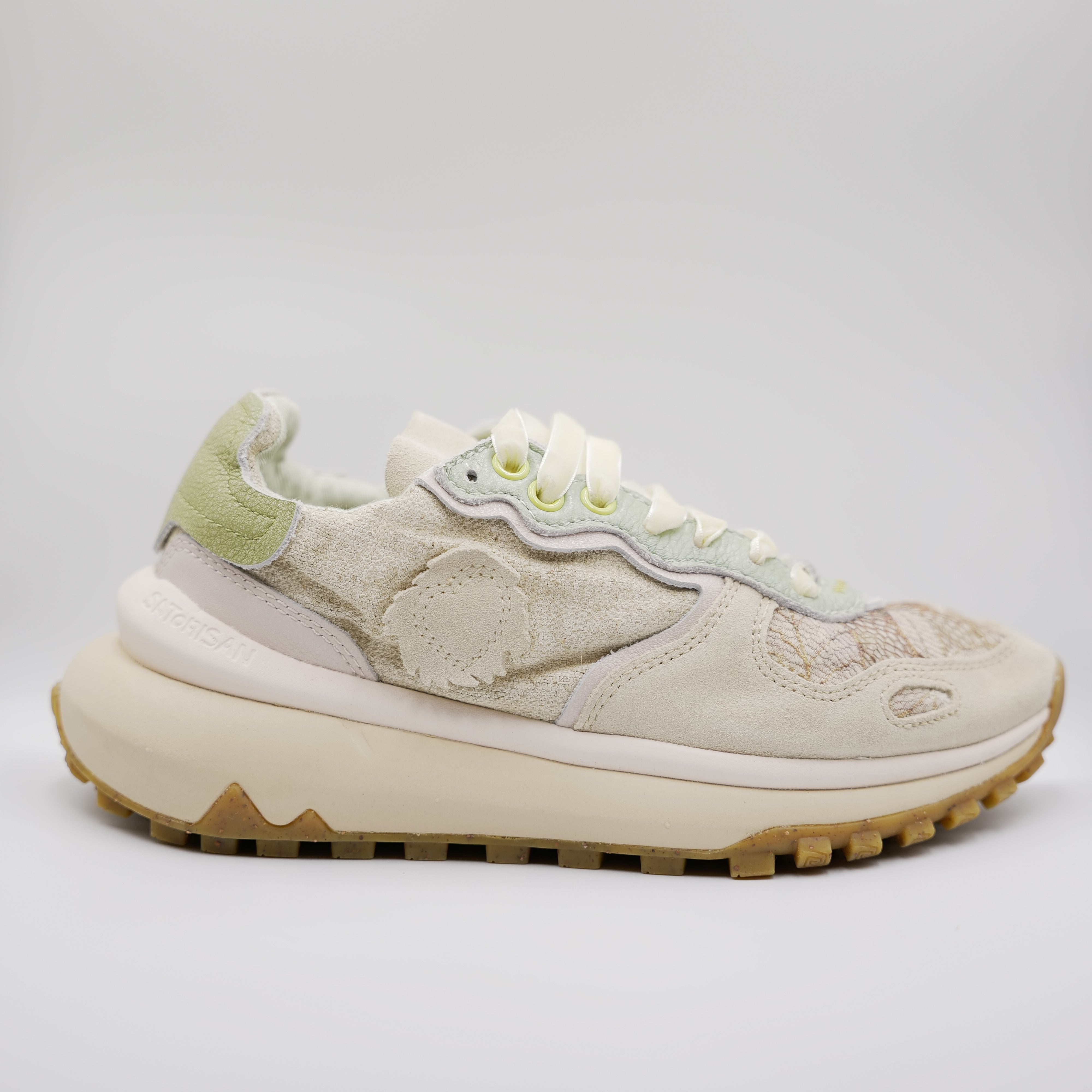 Satorisan - Sneakers in pelle e lino grezzo