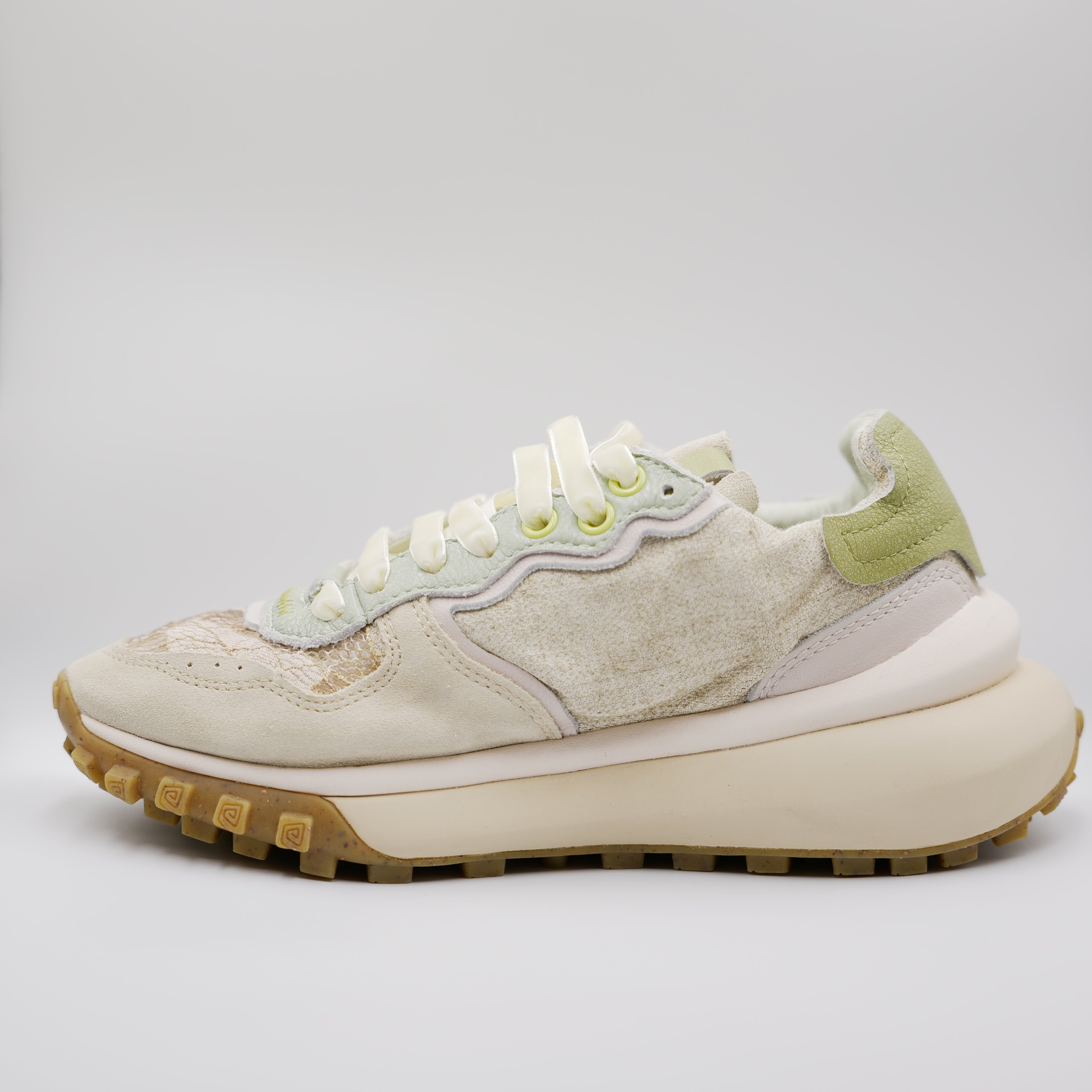 Satorisan - Sneakers in pelle e lino grezzo