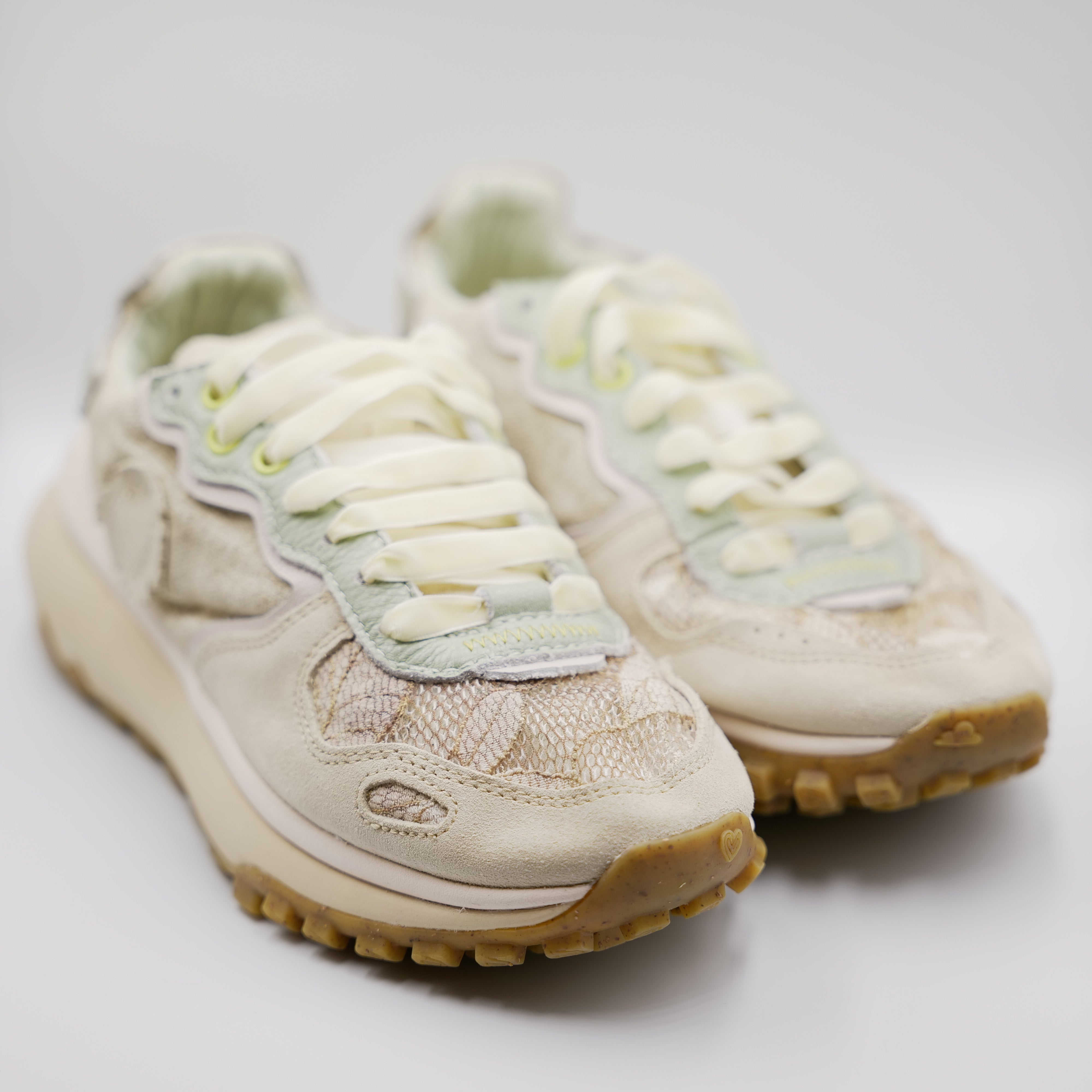 Satorisan - Sneakers in pelle e lino grezzo