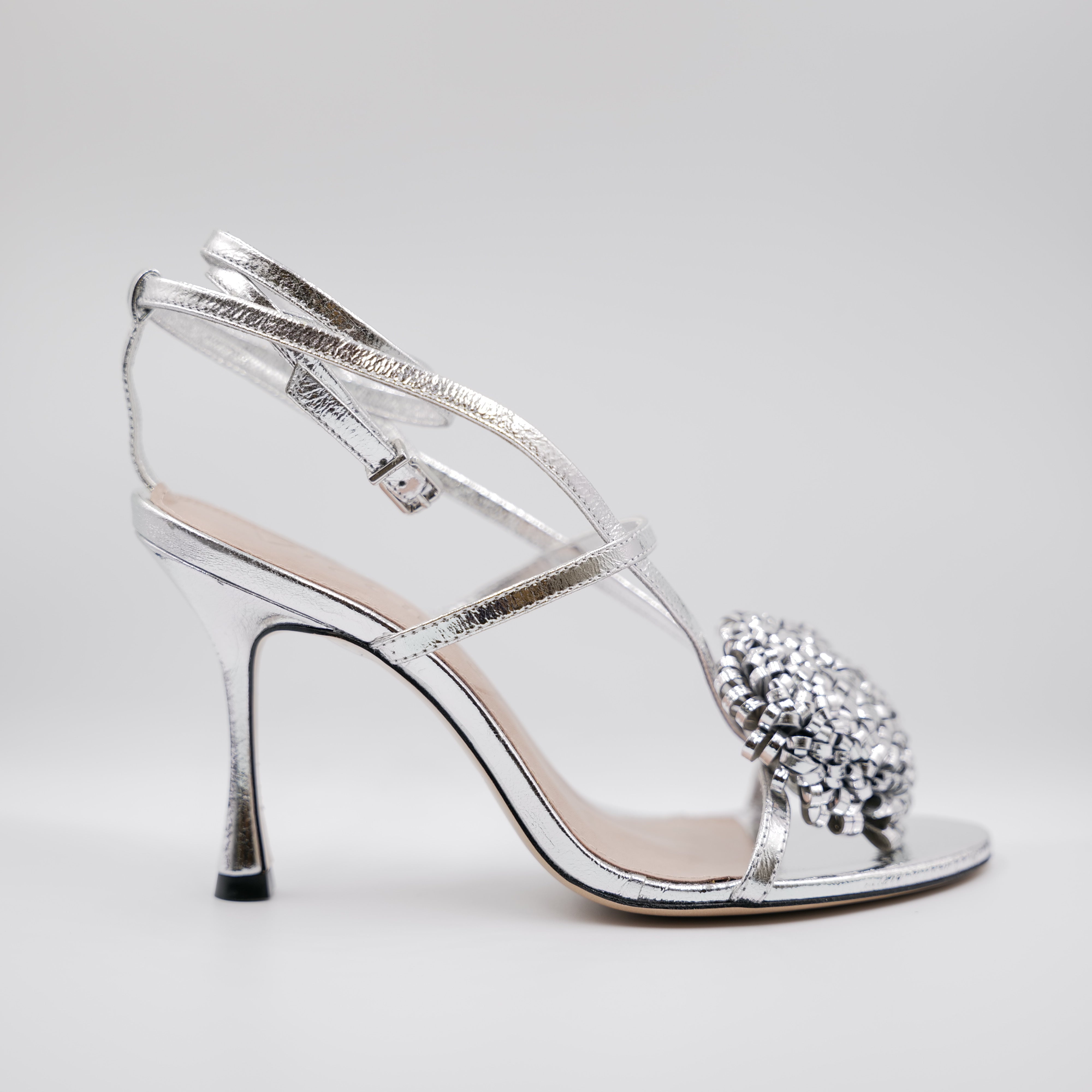 Vicenza - Sandali in pelle laminata con fiore