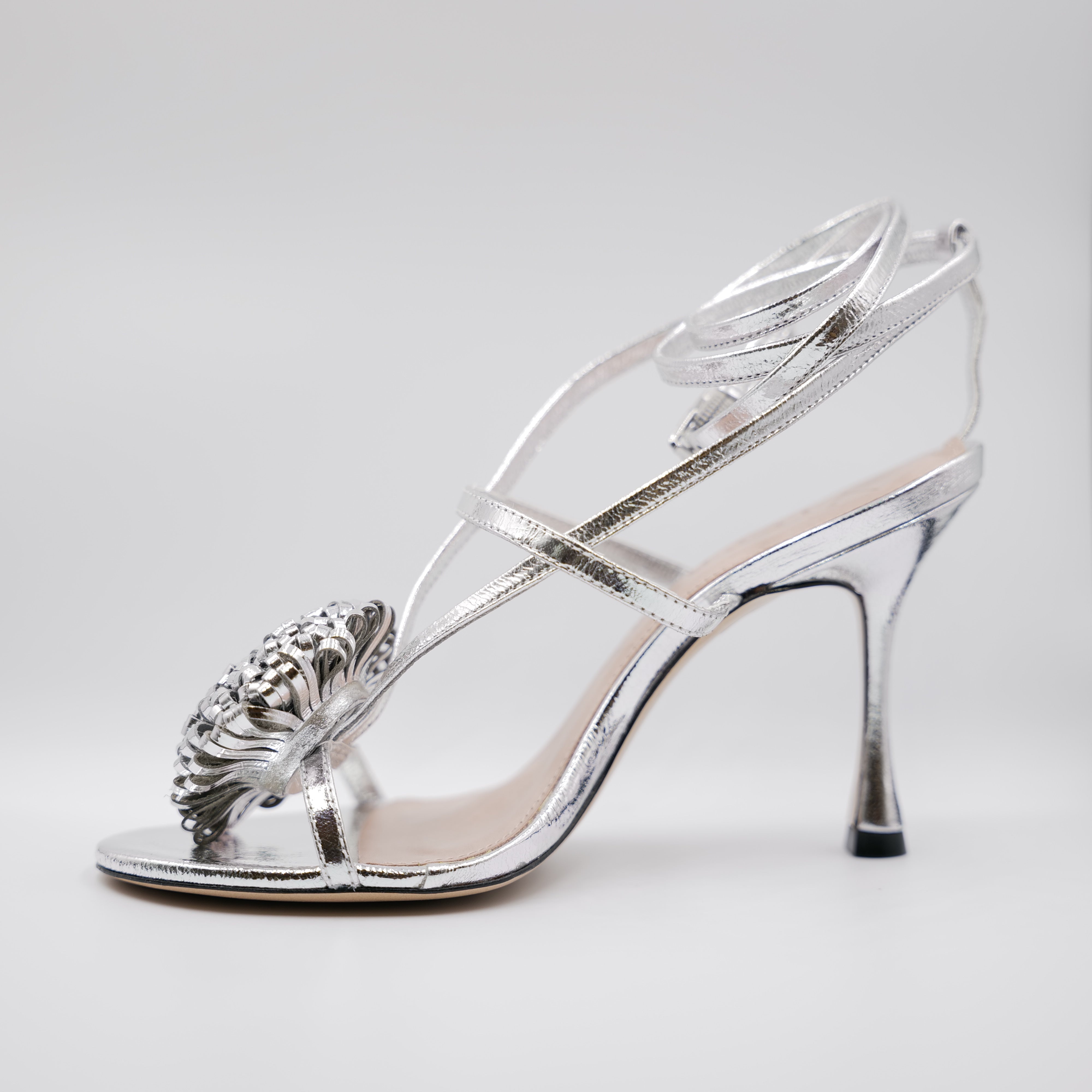 Vicenza - Sandali in pelle laminata con fiore