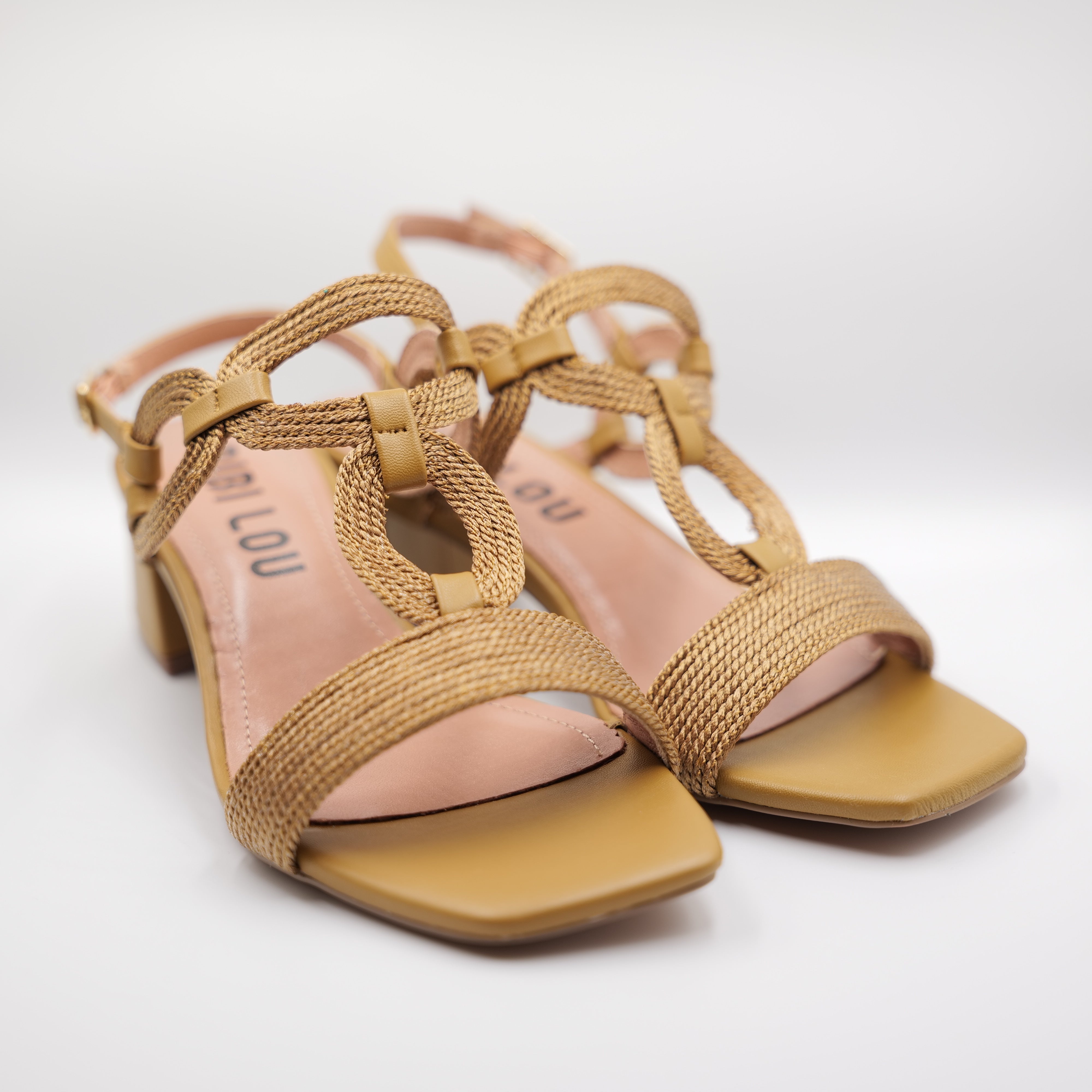Bibi Lou - Sandali in pelle rafia con cinturino