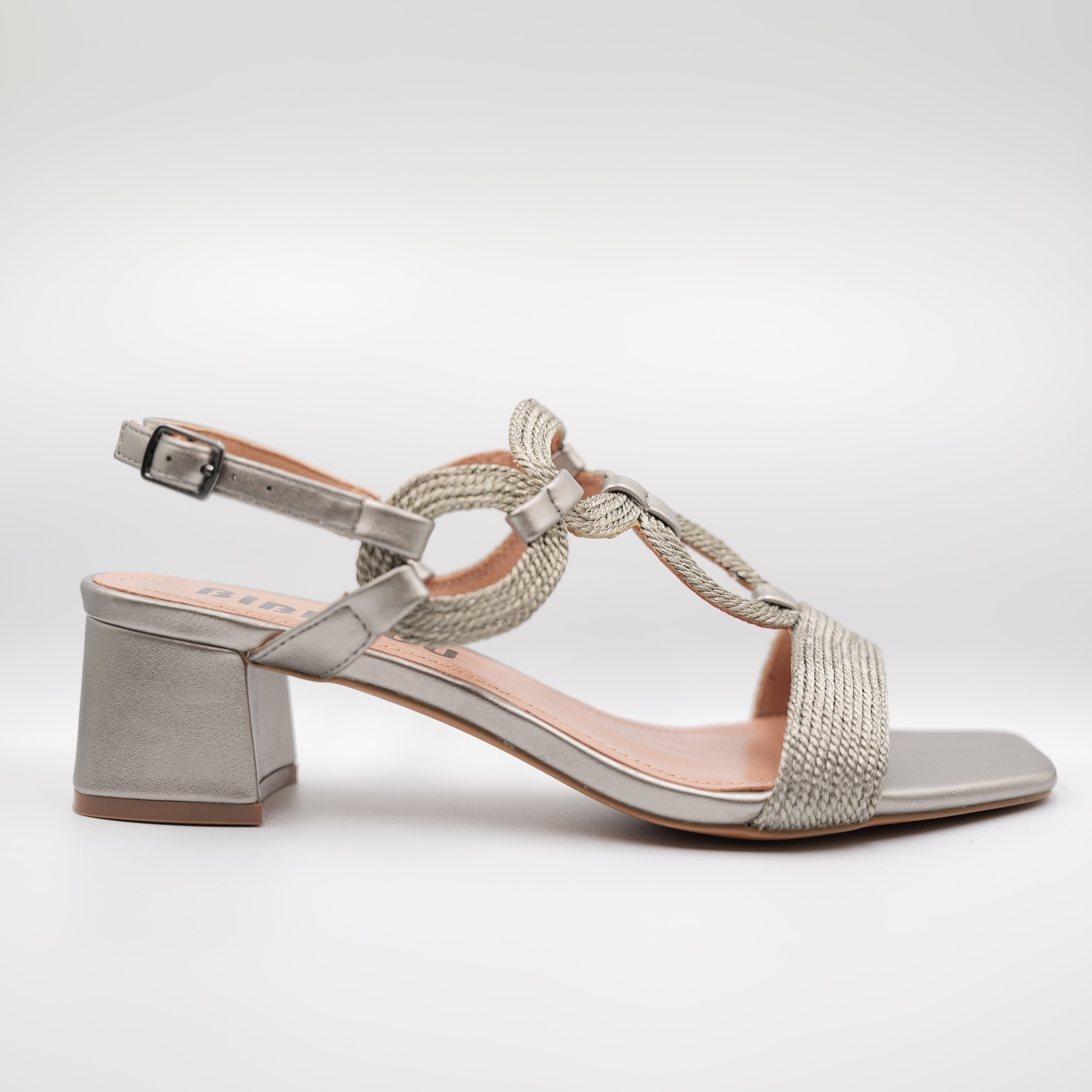 Bibi Lou - Sandali in pelle e rafia con cinturino