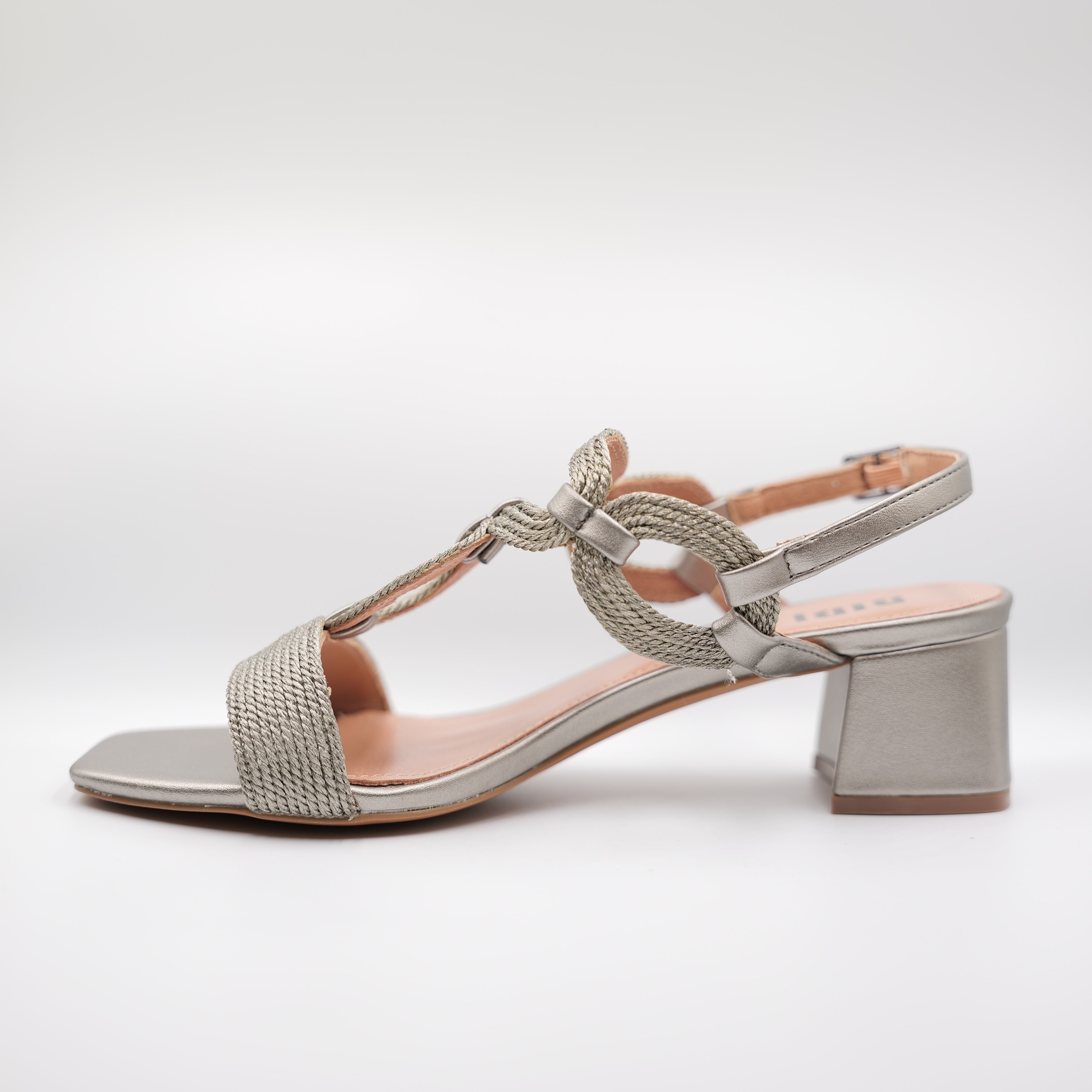 Bibi Lou - Sandali in pelle e rafia con cinturino