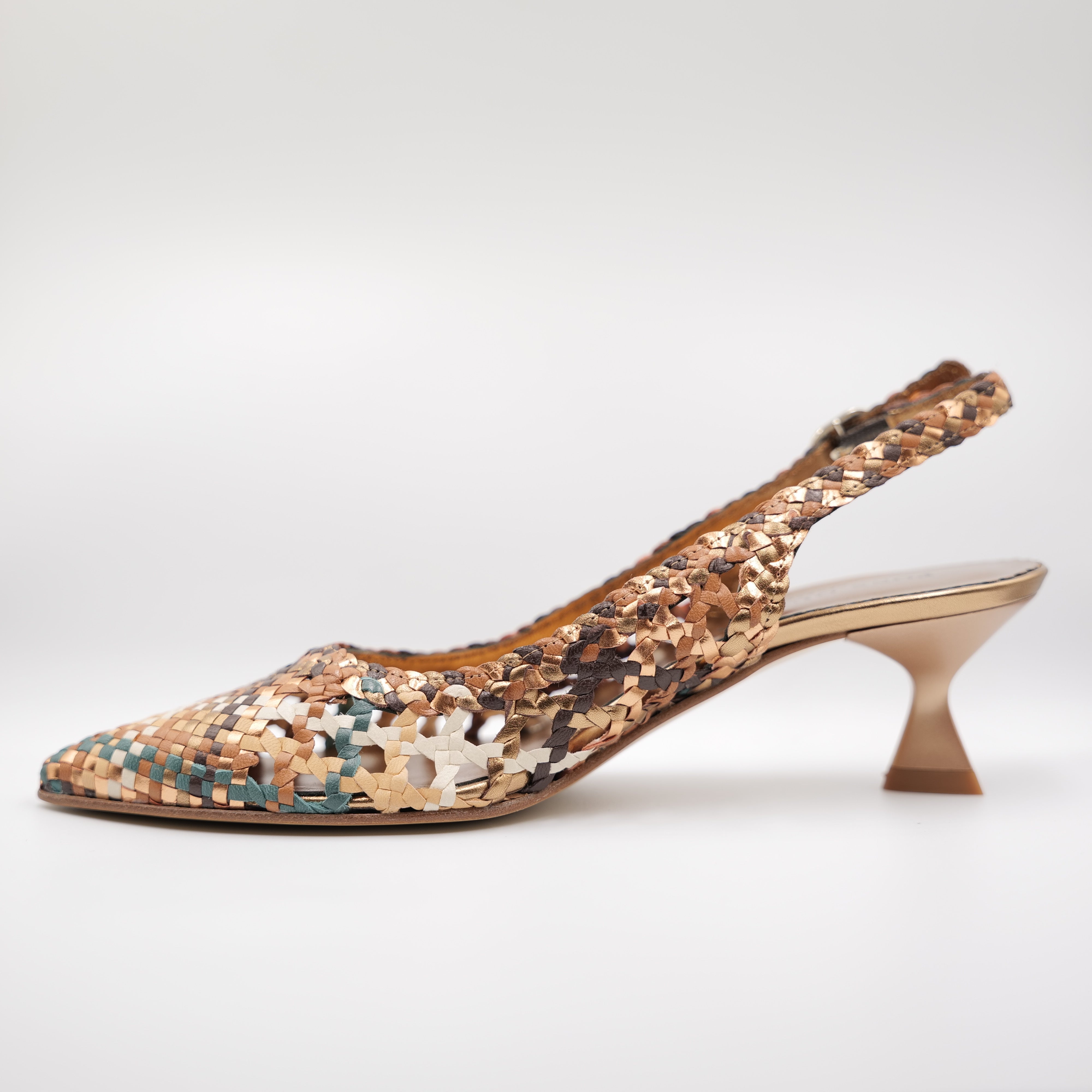 Pons Quintana - Slingback in pelle intrecciate con cinturino